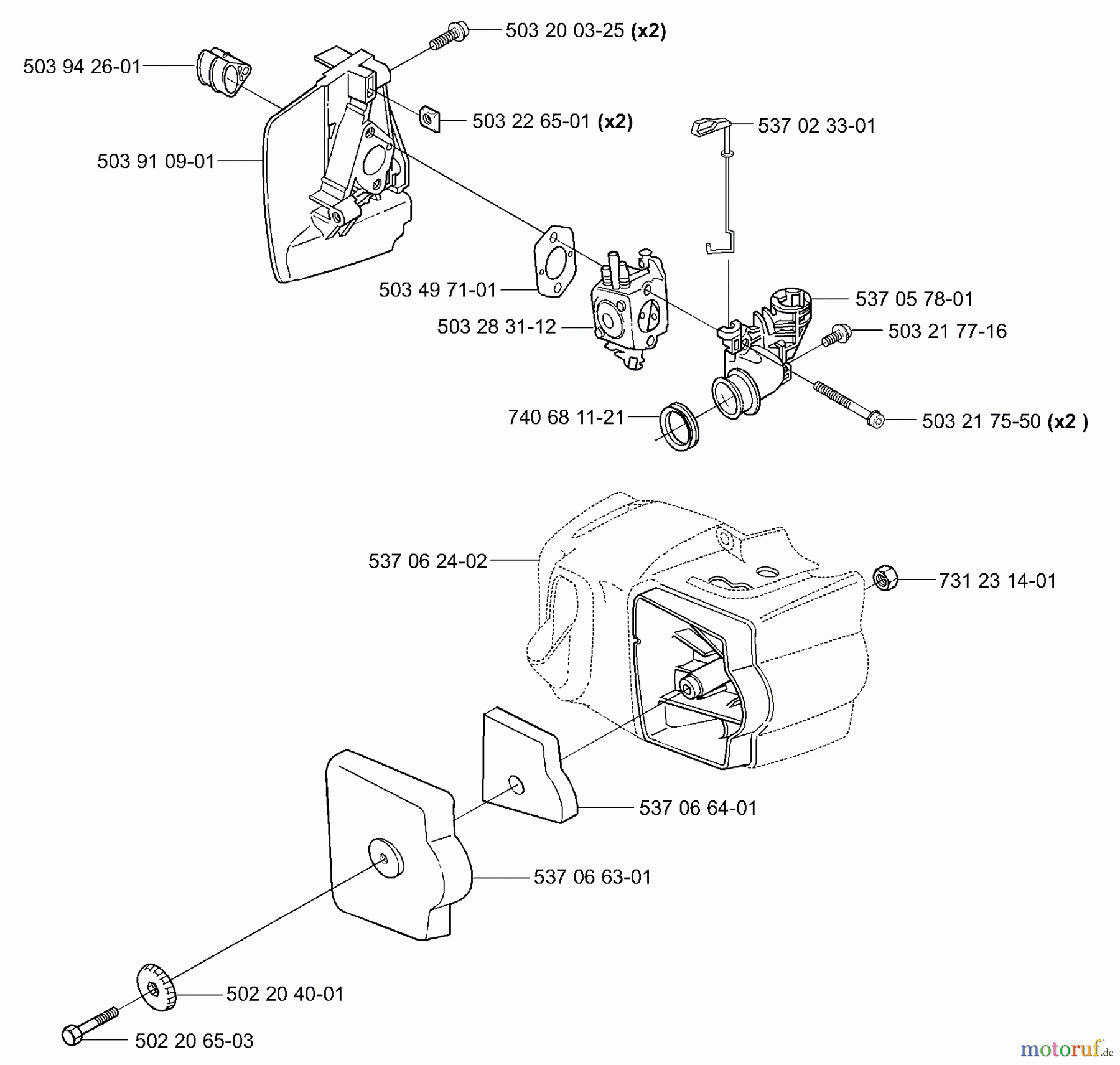 Husqvarna Heckenscheren 325 HS 75 - Husqvarna Hedge Trimmer (2000-10 & After) Air Filter / Carburetor