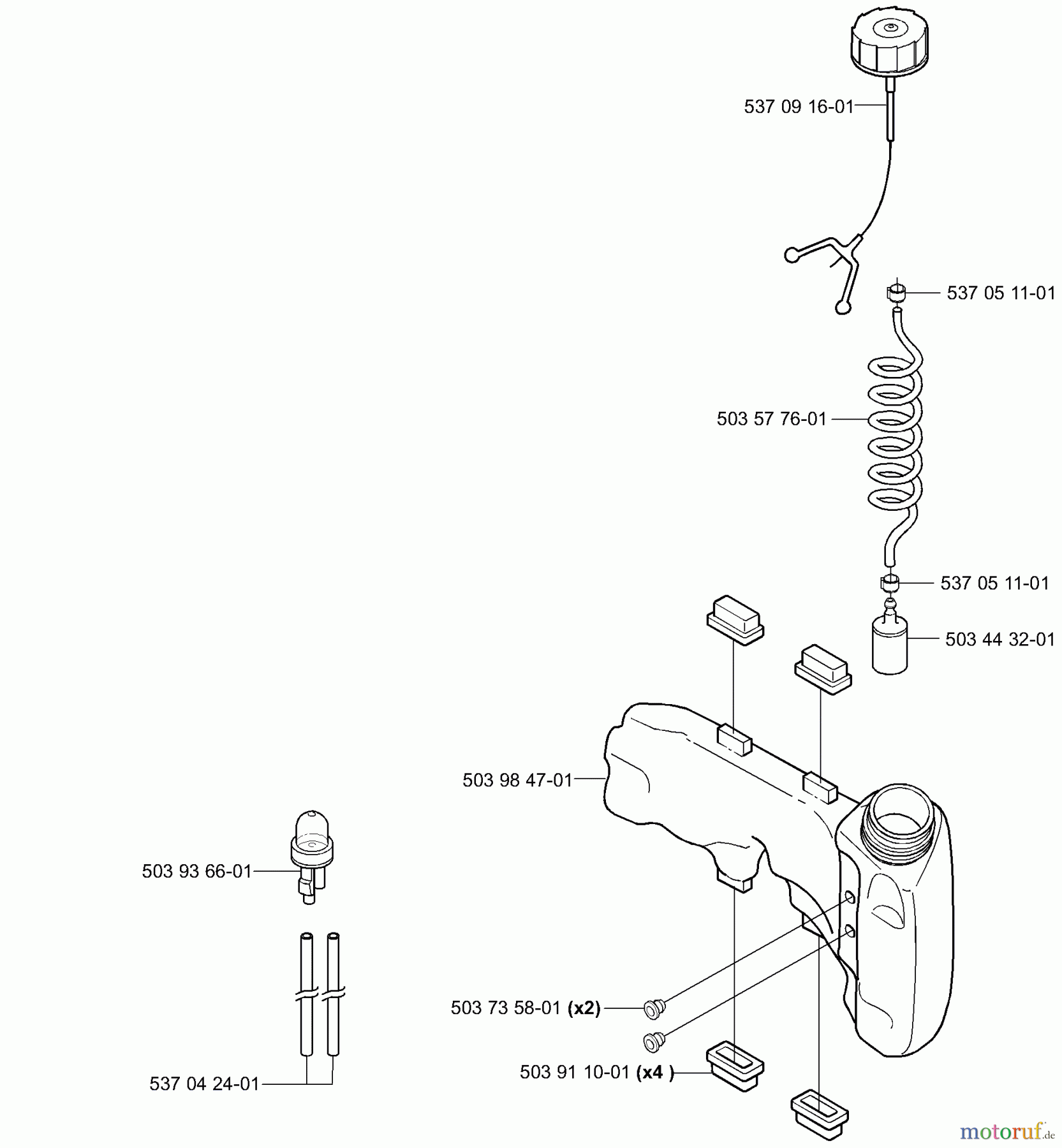 Husqvarna Heckenscheren 325 HS 75 - Husqvarna Hedge Trimmer (2000-10 & After) Fuel Tank / Primer