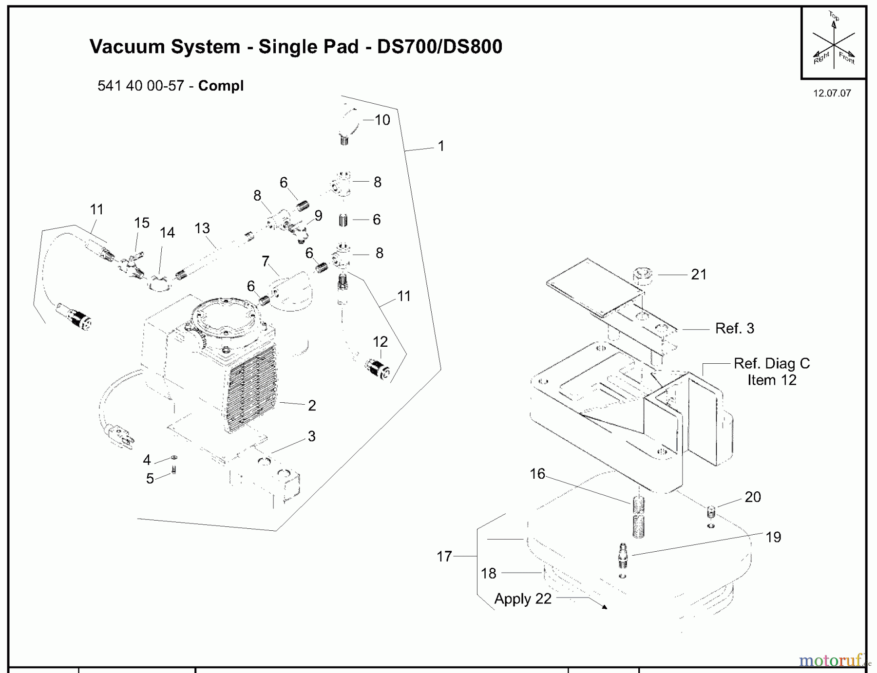 Husqvarna Zubehör DS700 (504625401) - Husqvarna Drill Stand (2007-12 & After) Vacuum System - Single Pad