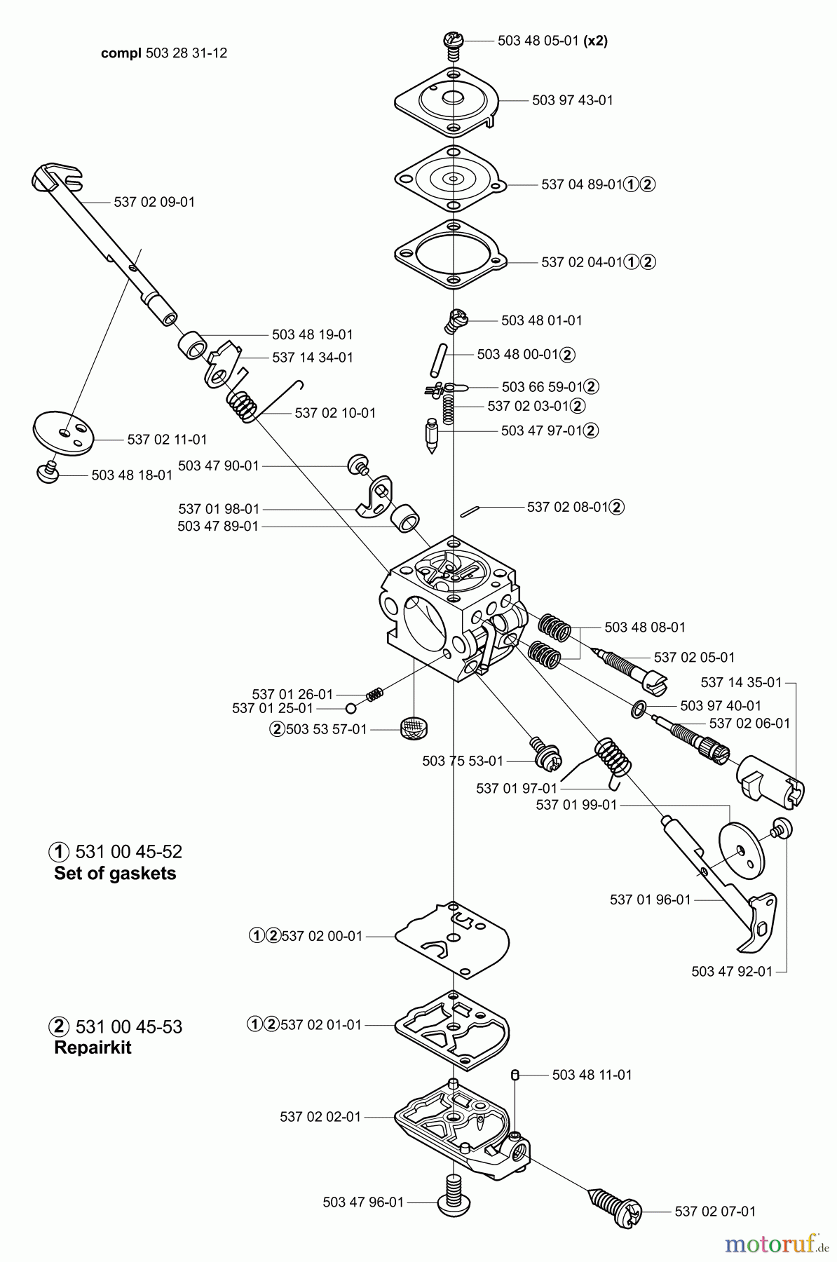 Husqvarna Heckenscheren 325 HS 99X - Husqvarna Hedge Trimmer (2000-10 to 2002-12) Carburetor Parts