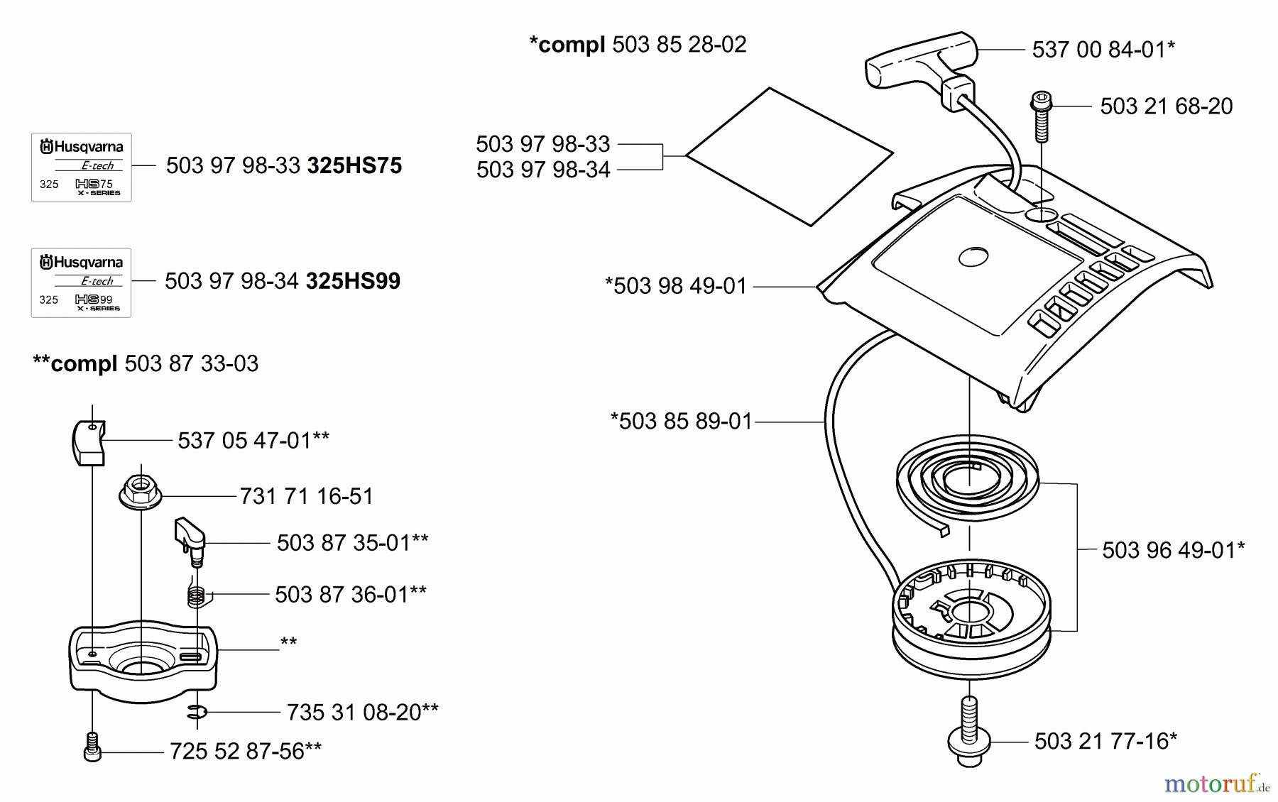 Husqvarna Heckenscheren 325 HS 99X - Husqvarna Hedge Trimmer (2000-10 to 2002-12) Starter