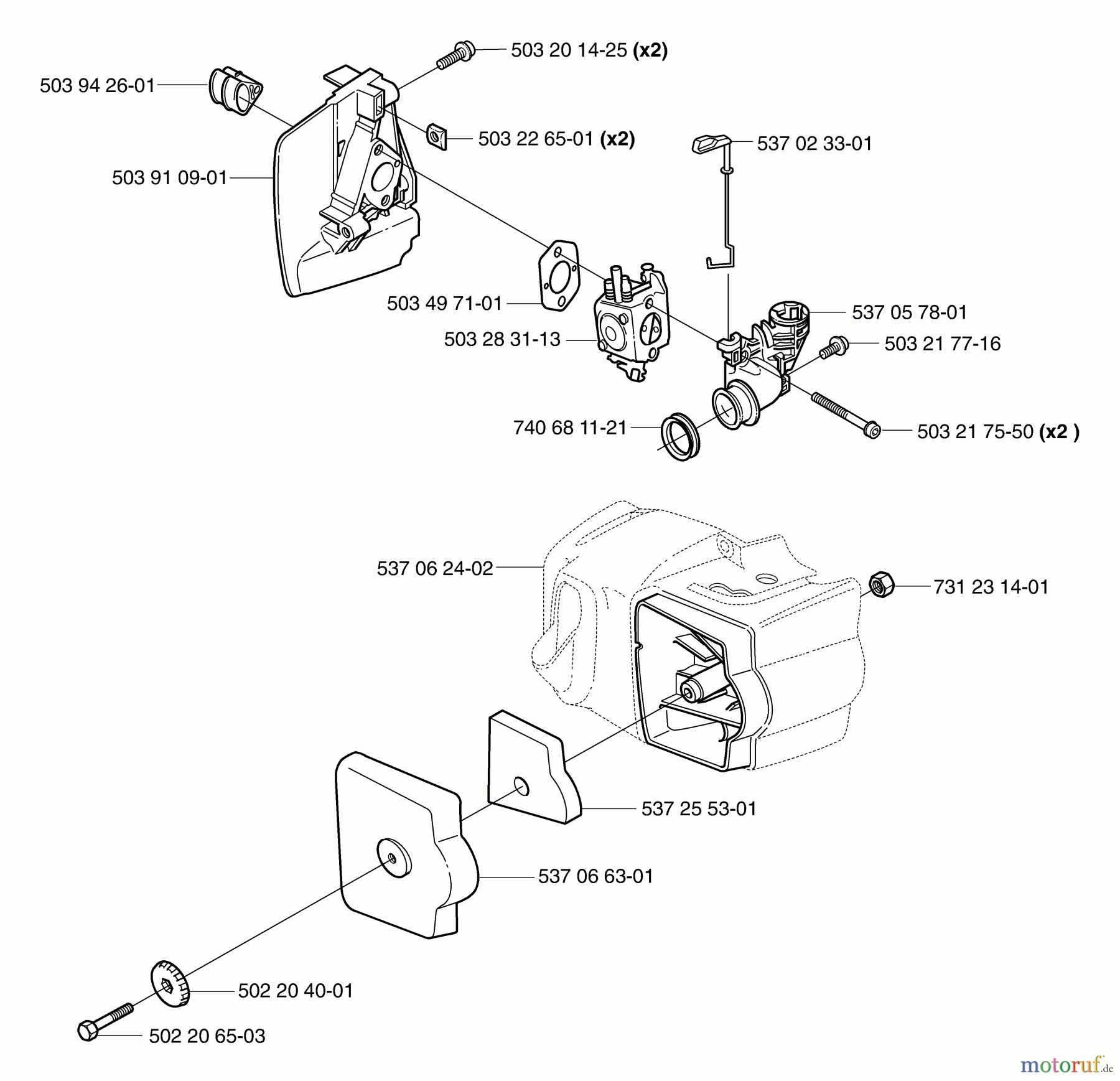 Husqvarna Heckenscheren 325 HS 99X - Husqvarna Hedge Trimmer (2003-01 to 2008-04) Air Filter/Carburetor