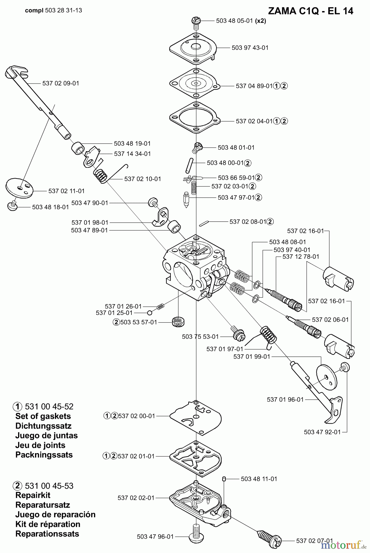 Husqvarna Heckenscheren 326 HD 75X - Husqvarna Hedge Trimmer (2002-02 to 2002-12) Carburetor Parts