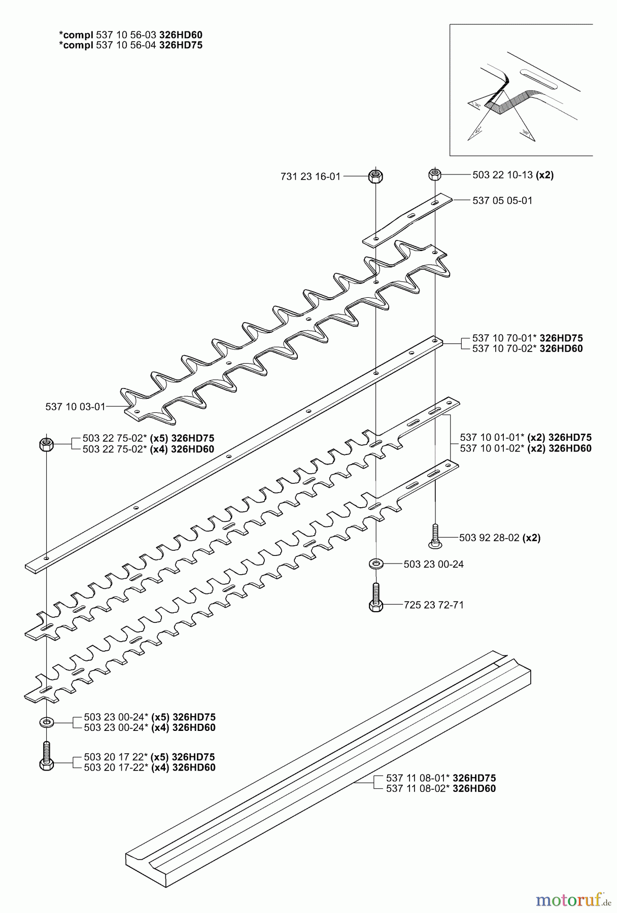 Husqvarna Heckenscheren 326 HD 60X - Husqvarna Hedge Trimmer (2002-02 to 2002-12) Cutter Bars