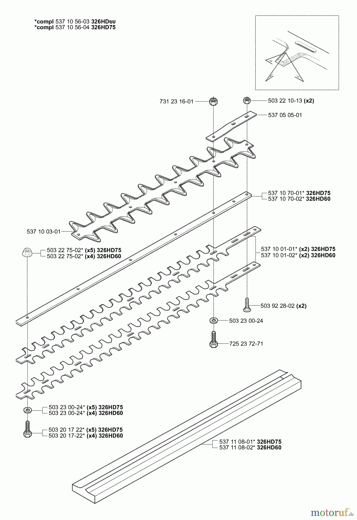 Husqvarna Heckenscheren 326 HD 60X - Husqvarna Hedge Trimmer (2003-01 to 2006-06) Cutter Bars