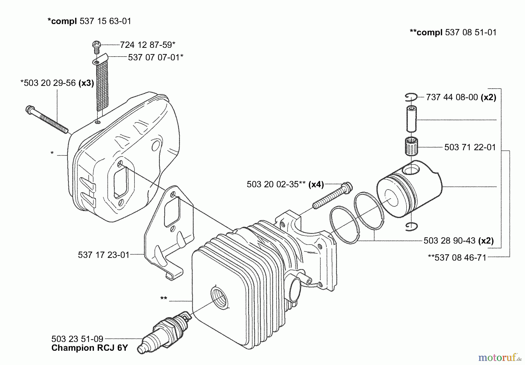 Husqvarna Heckenscheren 326 HD 60X - Husqvarna Hedge Trimmer (2003-01 to 2006-06) Piston / Cylinder
