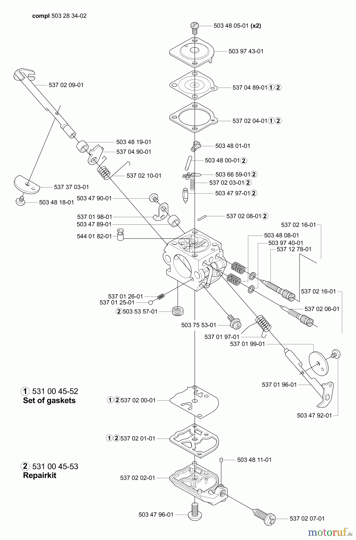 Husqvarna Heckenscheren 326 HD 60X - Husqvarna Hedge Trimmer (2006-07 & After) Carburetor Parts (Zama C1Q-EL 25A)
