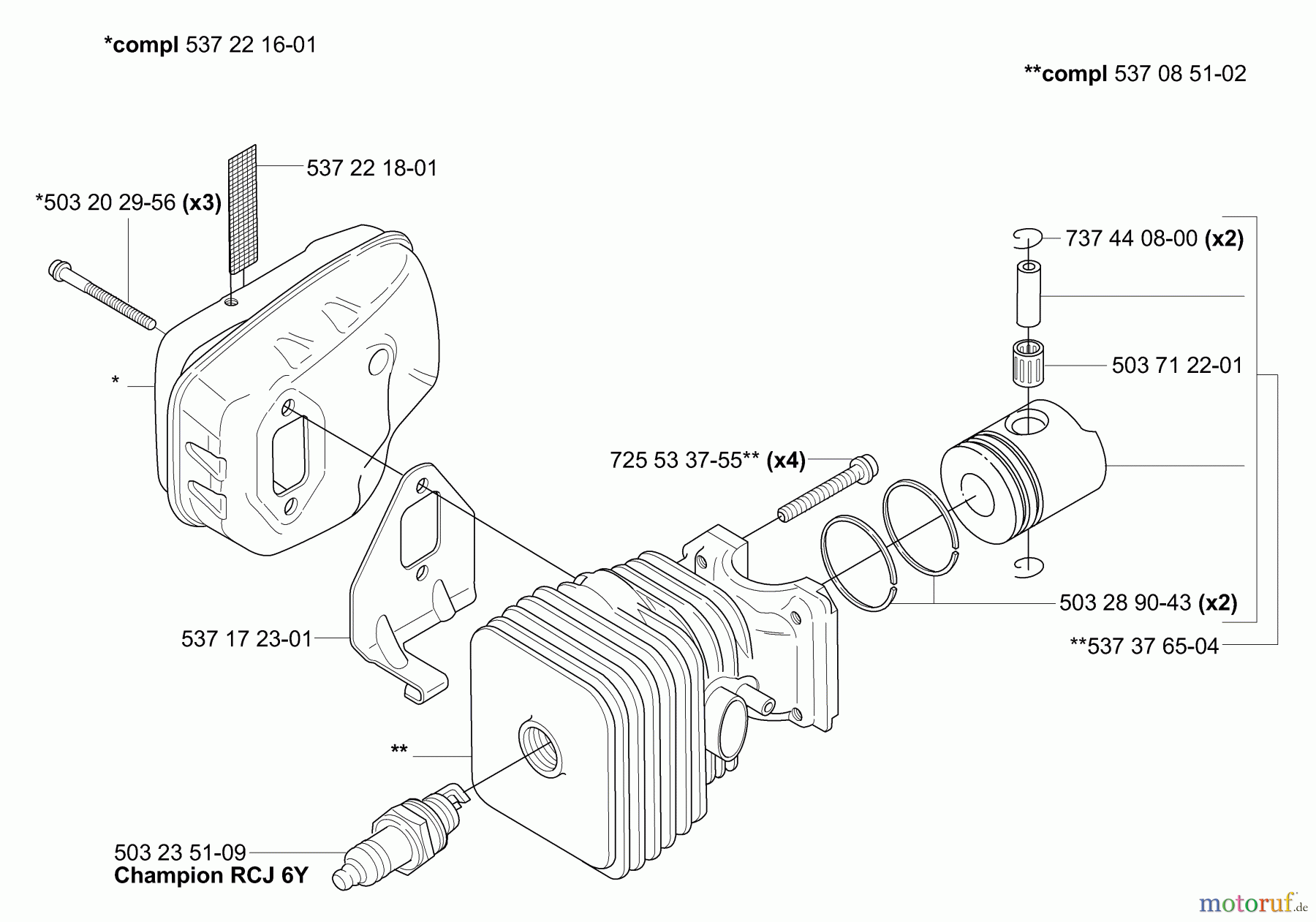 Husqvarna Heckenscheren 326 HD 75X - Husqvarna Hedge Trimmer (2006-07 & After) Piston/Cylinder/Muffler