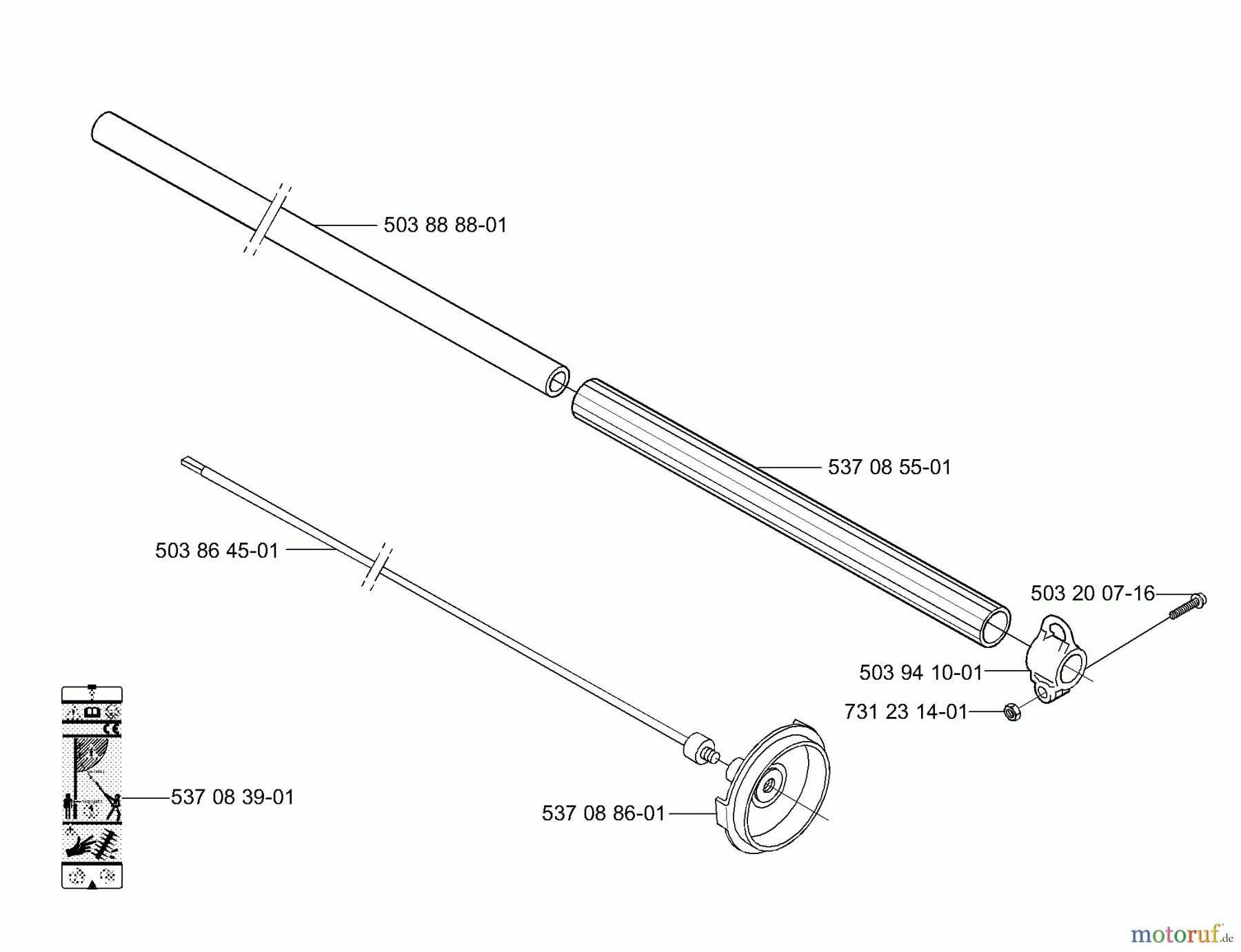Husqvarna Heckenscheren 326 HE 4 - Husqvarna Hedge Trimmer (E-tech 2 & After) Shaft / Tube / Handle