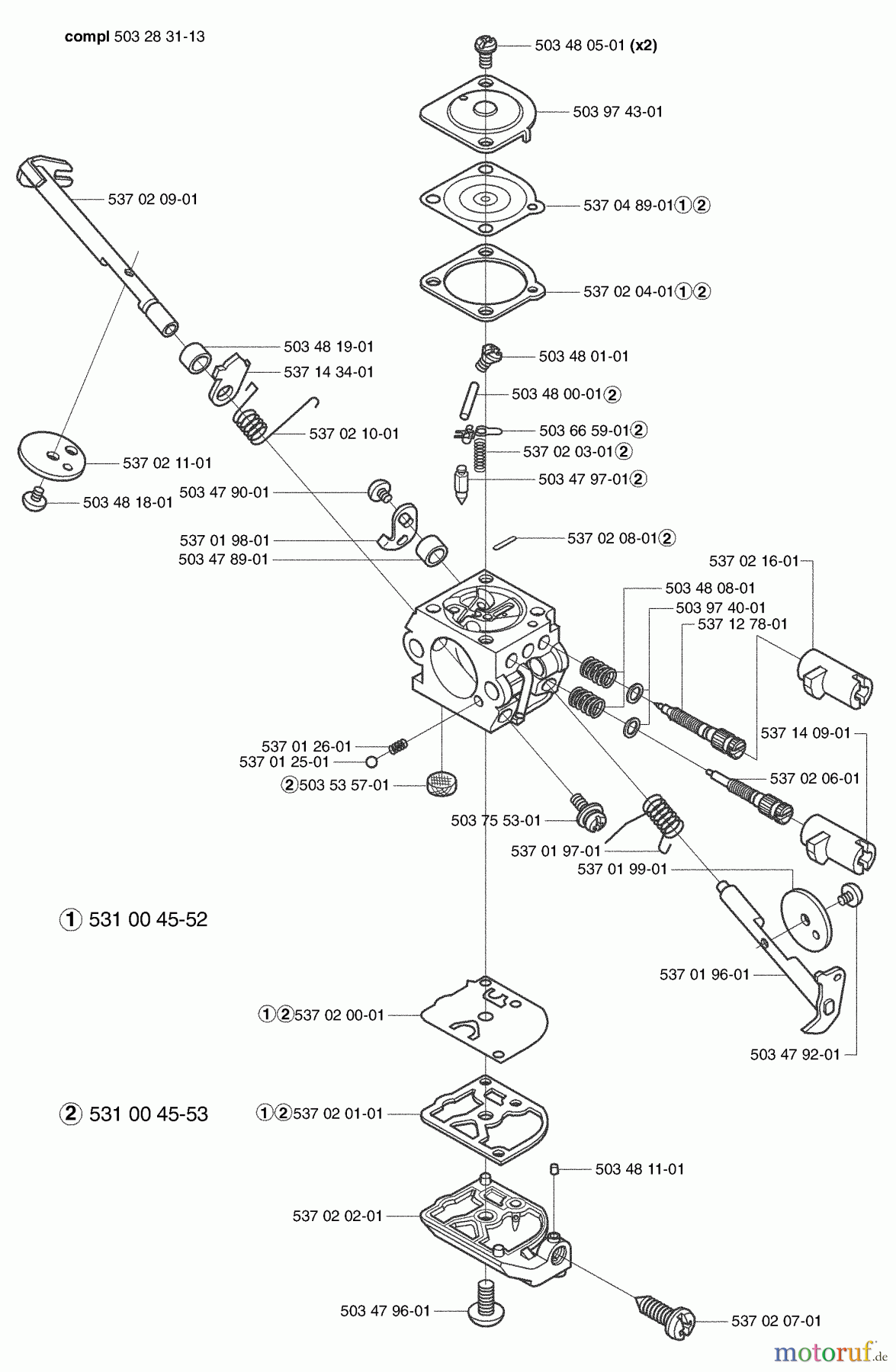 Husqvarna Heckenscheren 326 HE 3X - Husqvarna Hedge Trimmer (2003-01 to 2003-12) Carburetor Parts