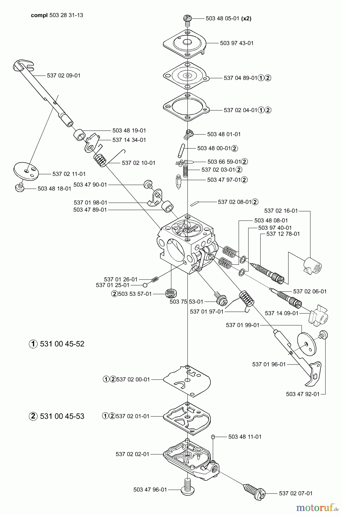 Husqvarna Heckenscheren 326 HE 4X - Husqvarna Hedge Trimmer (2004-01 to 2005-09) Carburetor Parts (Zama C1Q-EL14)