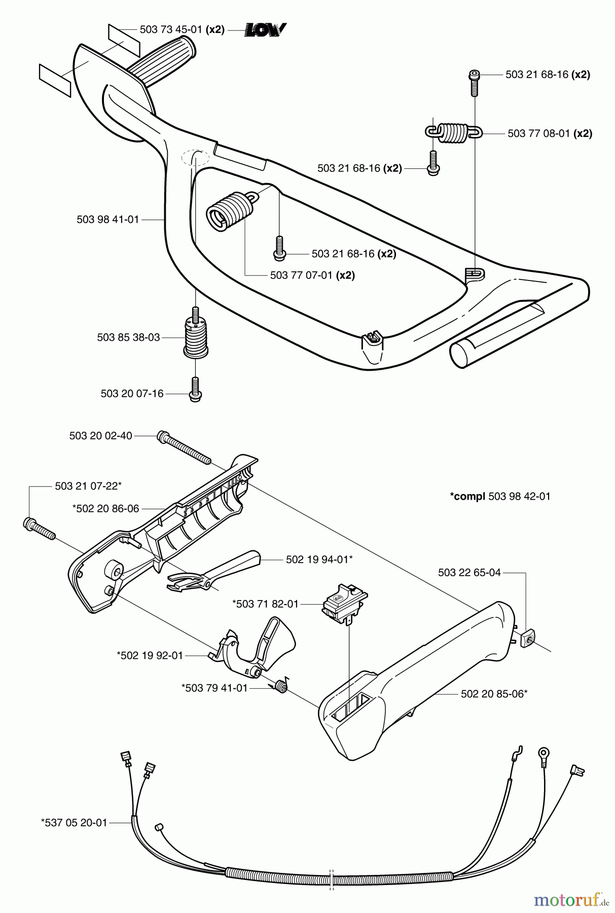 Husqvarna Heckenscheren 326 HS 75X - Husqvarna Hedge Trimmer (2002-01 to 2002-12) Handles & Throttle Assy.