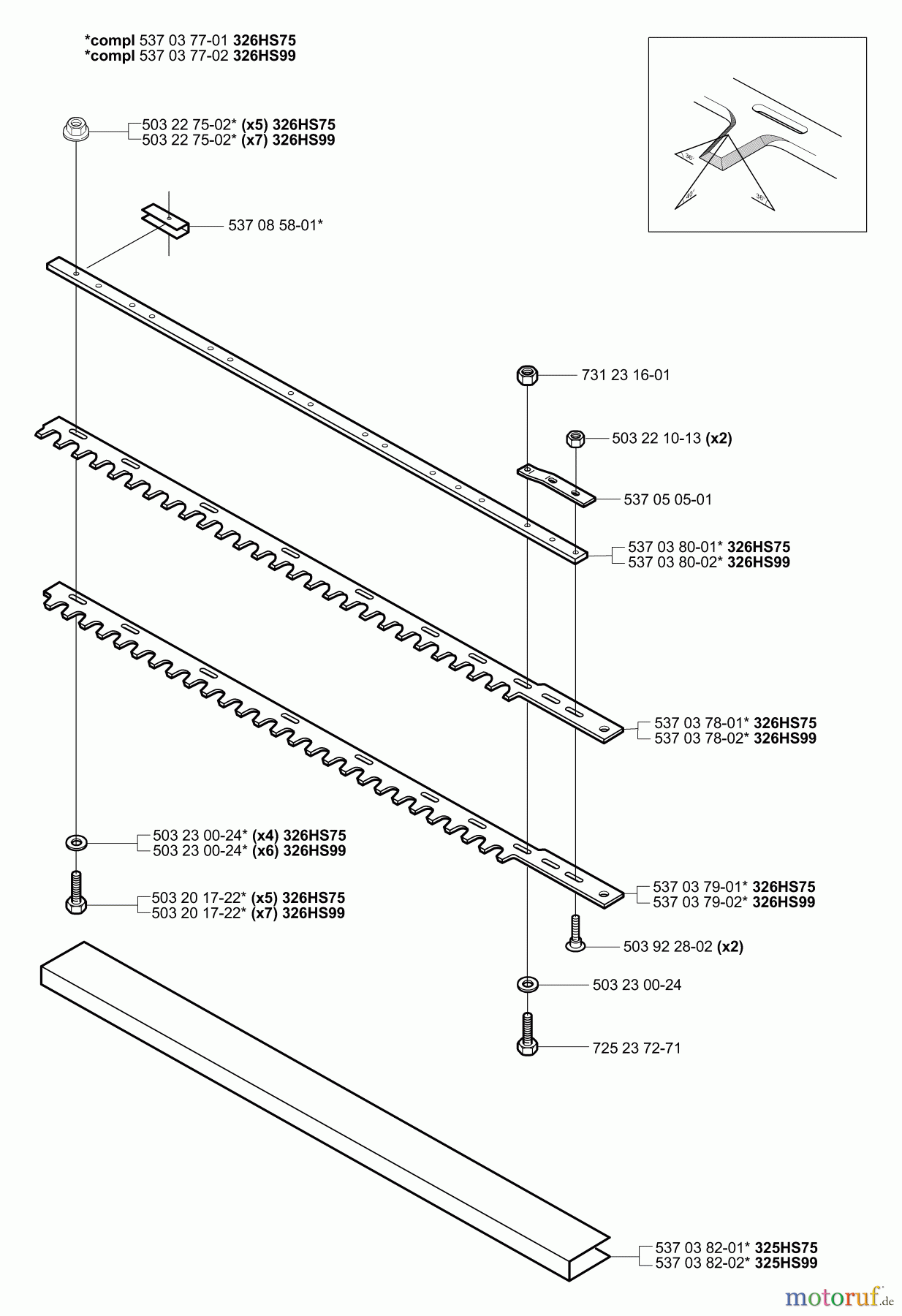 Husqvarna Heckenscheren 326 HS 99X - Husqvarna Hedge Trimmer (2003-01 & After) Cutter Bars