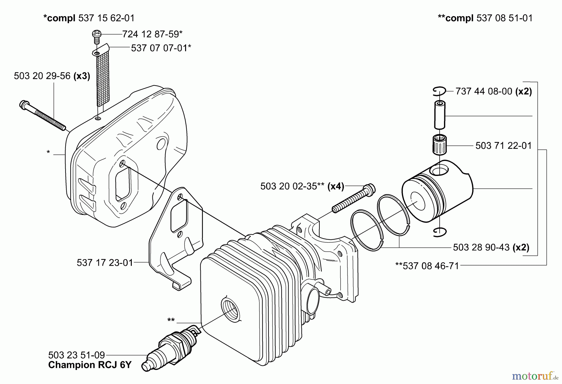Husqvarna Heckenscheren 326 HS 99X - Husqvarna Hedge Trimmer (2003-01 & After) Piston/Cylinder & Muffler
