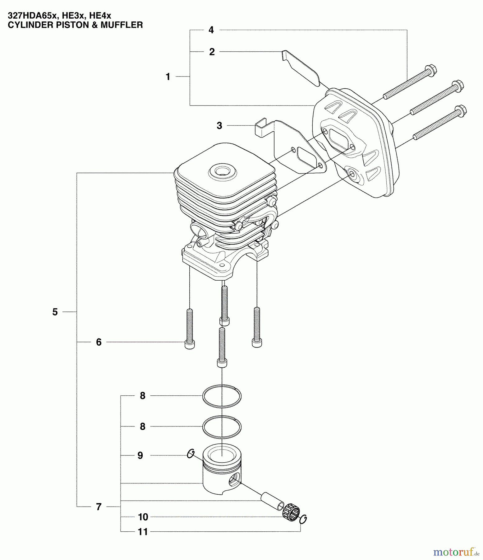 Husqvarna Heckenscheren 327 HDA 65X - Husqvarna Hedge Trimmer (2009-04 & After) Cylinder Piston & Muffler
