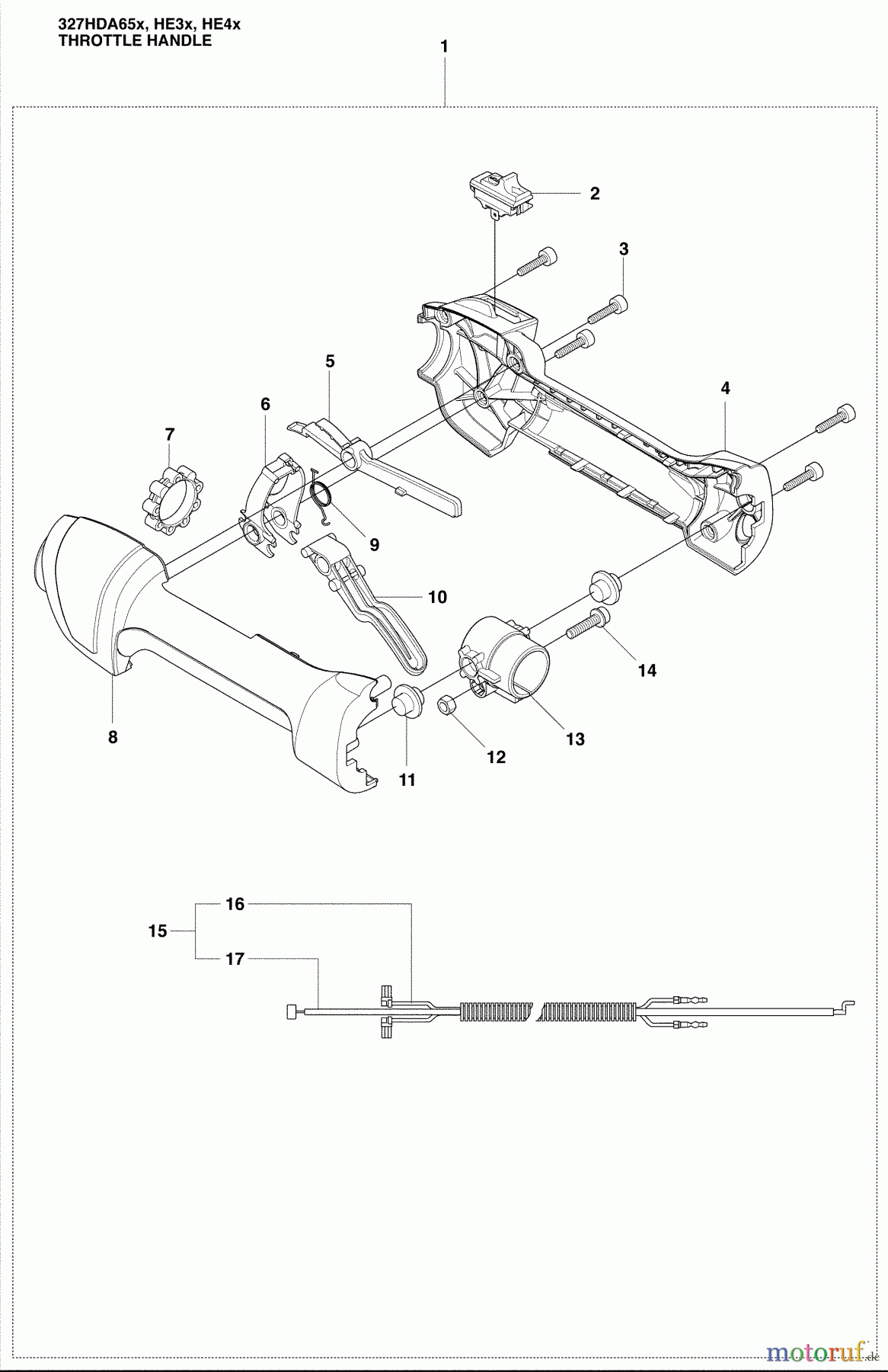 Husqvarna Heckenscheren 327 HE 3X - Husqvarna Hedge Trimmer (2009-04 & After) Throttle Handle