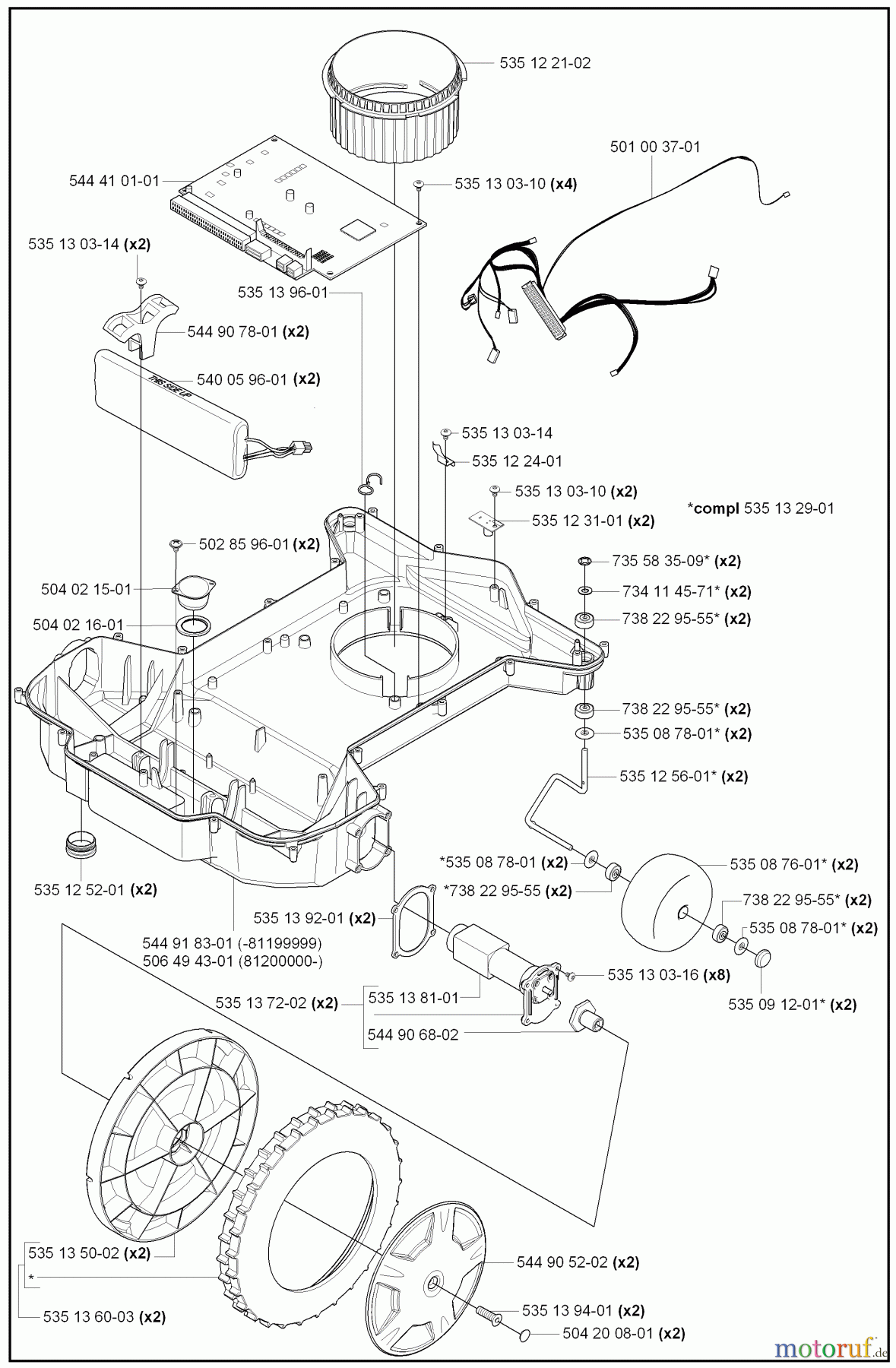Husqvarna Automower, Mähroboter 210 C - Husqvarna Auto Mower (2008-05 to 2009-01) Lower Chassis/Wheels
