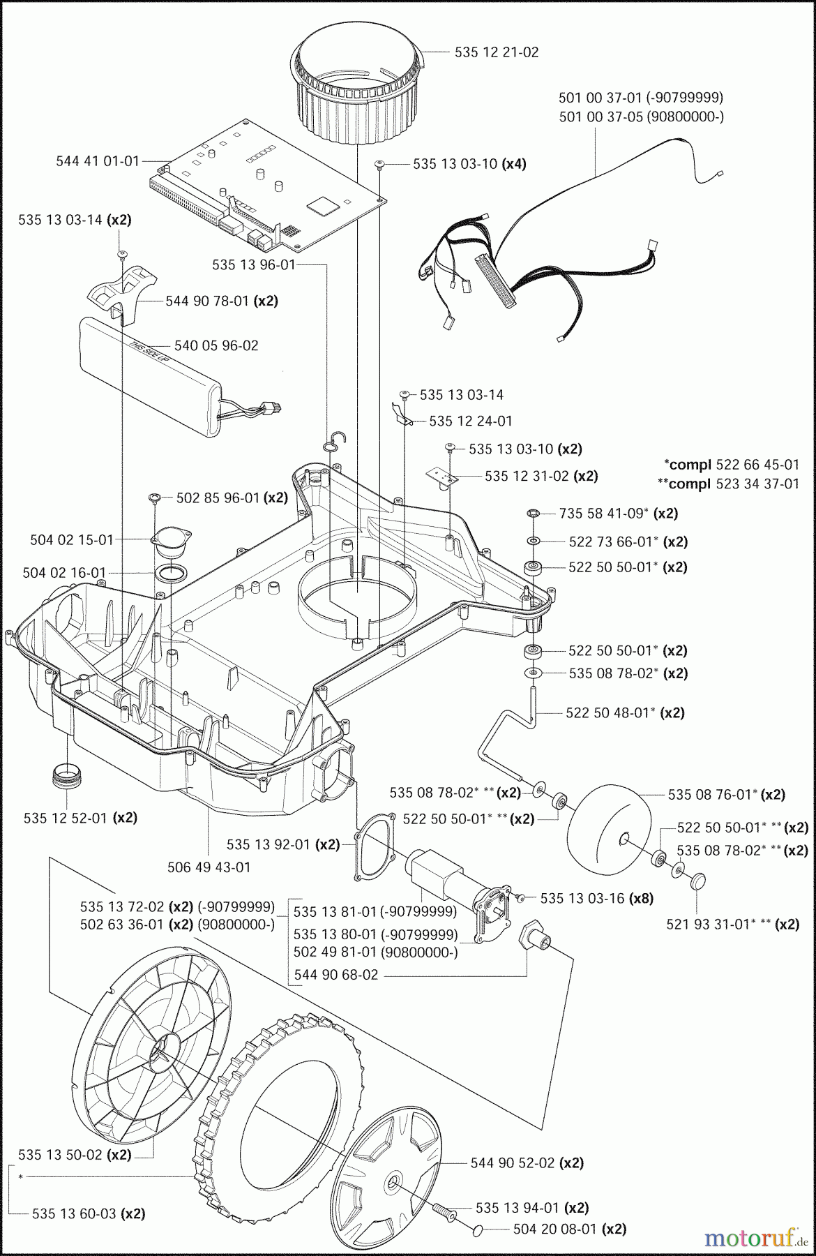 Husqvarna Automower, Mähroboter 210 C - Husqvarna Auto Mower (2009-02 & After) Lower Chassis / Wheels