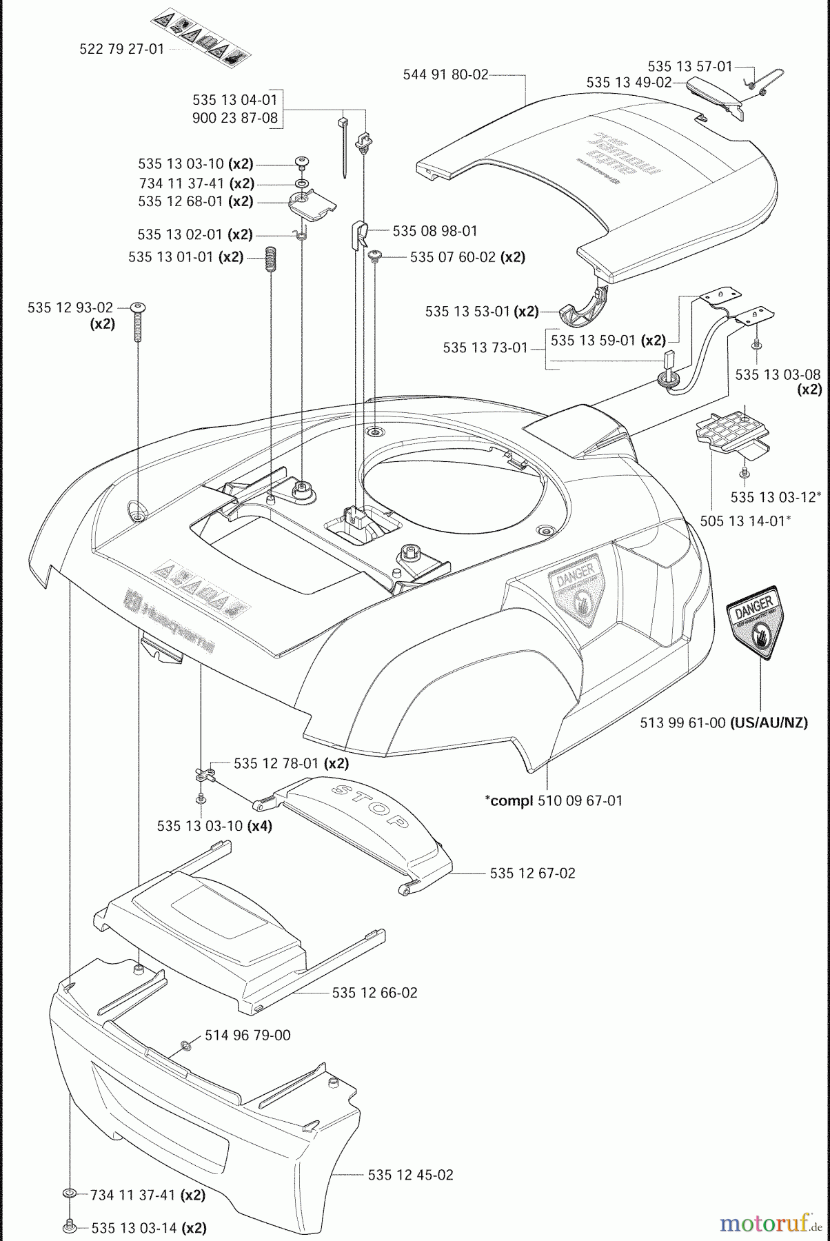 Husqvarna Automower, Mähroboter 220 AC - Husqvarna Auto Mower (2009-02 & After) Body Assy.