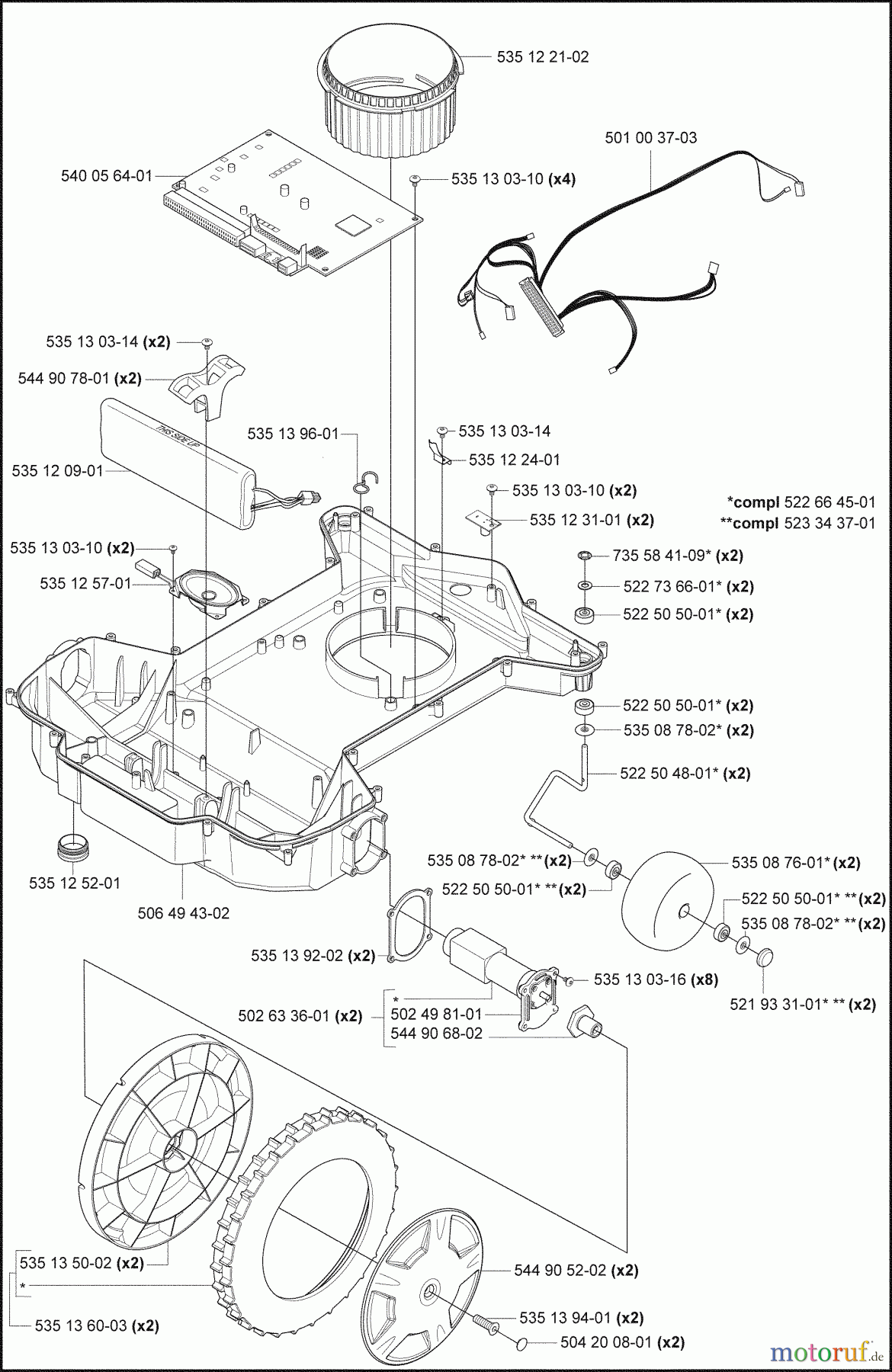 Husqvarna Automower, Mähroboter 220 AC - Husqvarna Auto Mower (2009-02 & After) Lower Chassis / Wheels