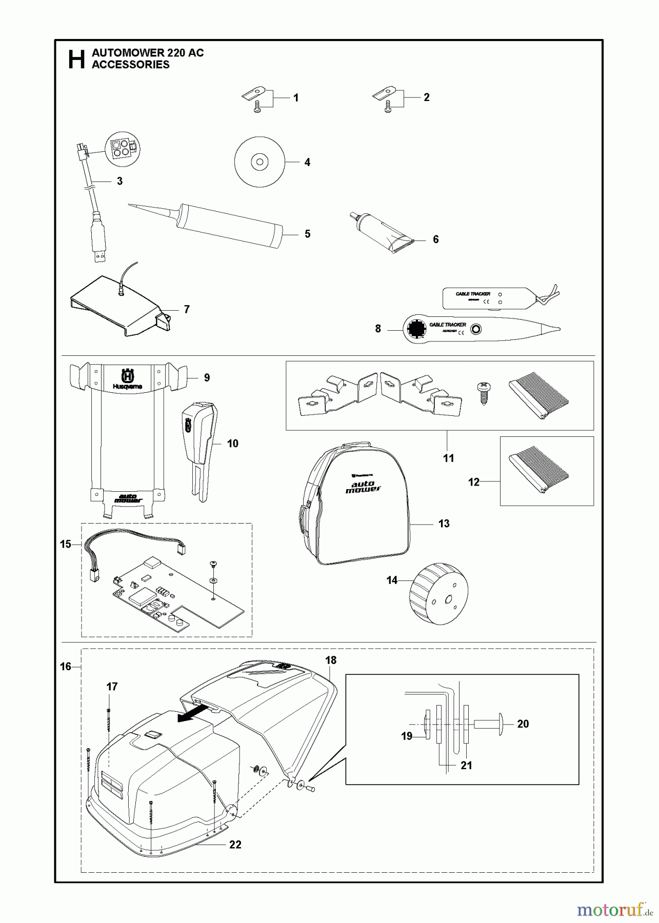 Husqvarna Automower, Mähroboter 220 AC - Husqvarna Auto Mower (2013-01 & After) ACCESSORIES #1