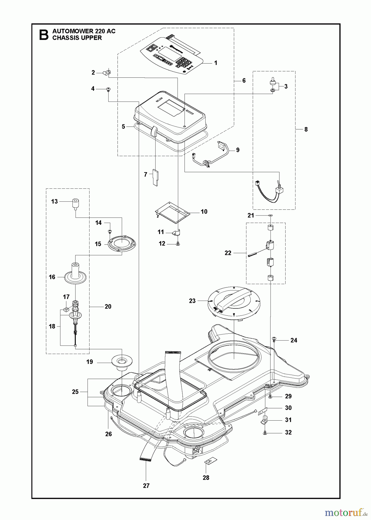 Husqvarna Automower, Mähroboter 220 AC - Husqvarna Auto Mower (2013-01 & After) CHASSIS UPPER