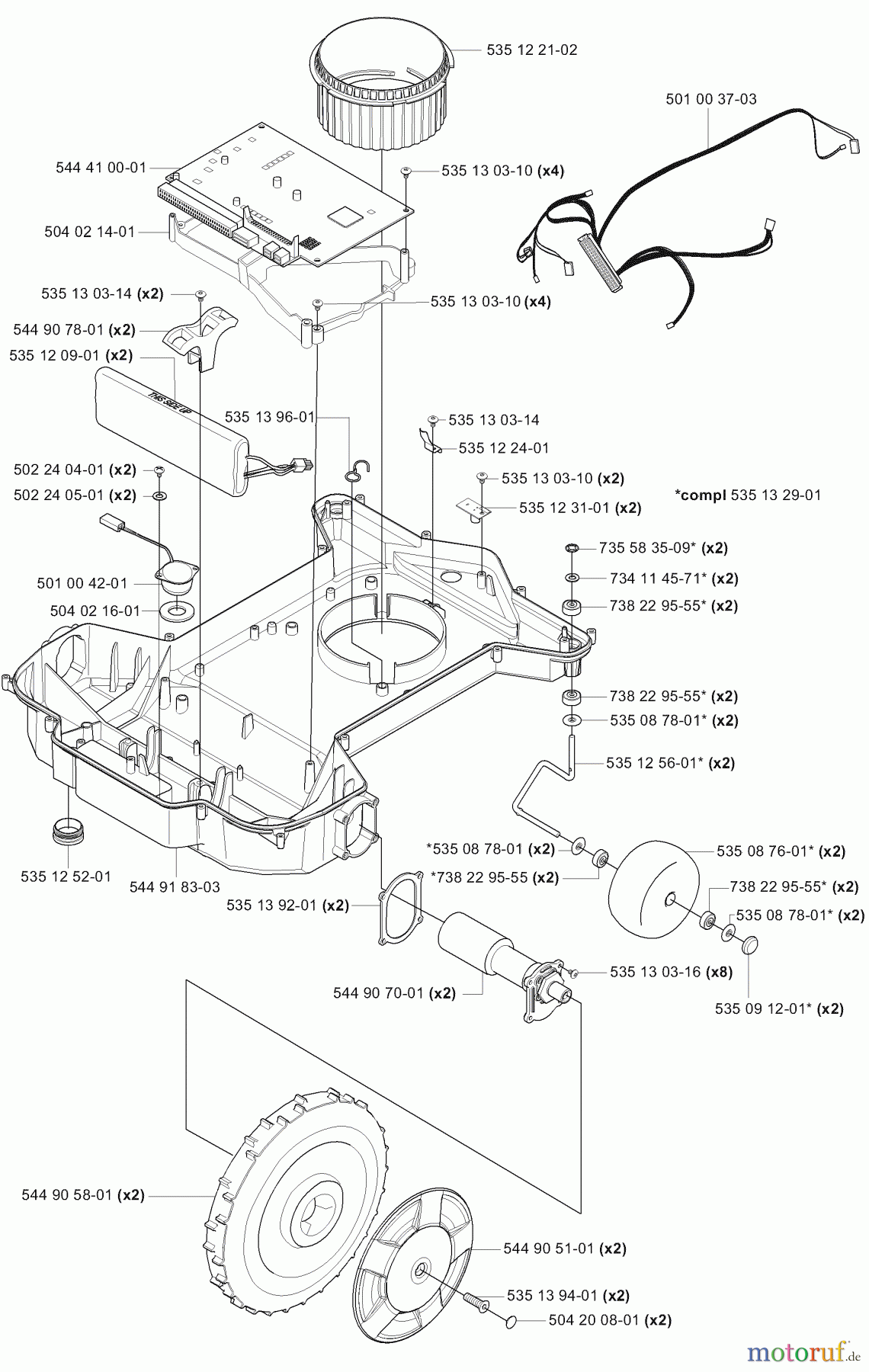 Husqvarna Automower, Mähroboter 230 ACX - Husqvarna Auto Mower (2007-07 to 2008-01) Battery / Lower Chassis / Wheels