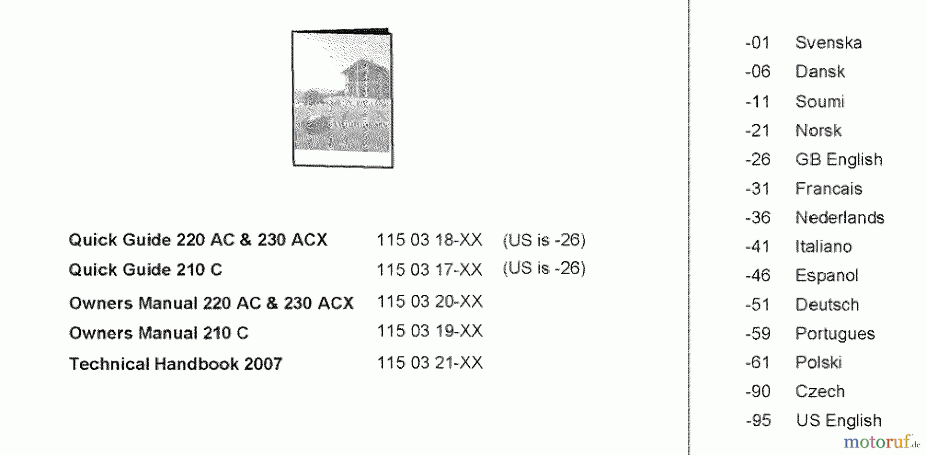 Husqvarna Automower, Mähroboter 230 ACX - Husqvarna Auto Mower (2007-07 to 2008-01) Manuals