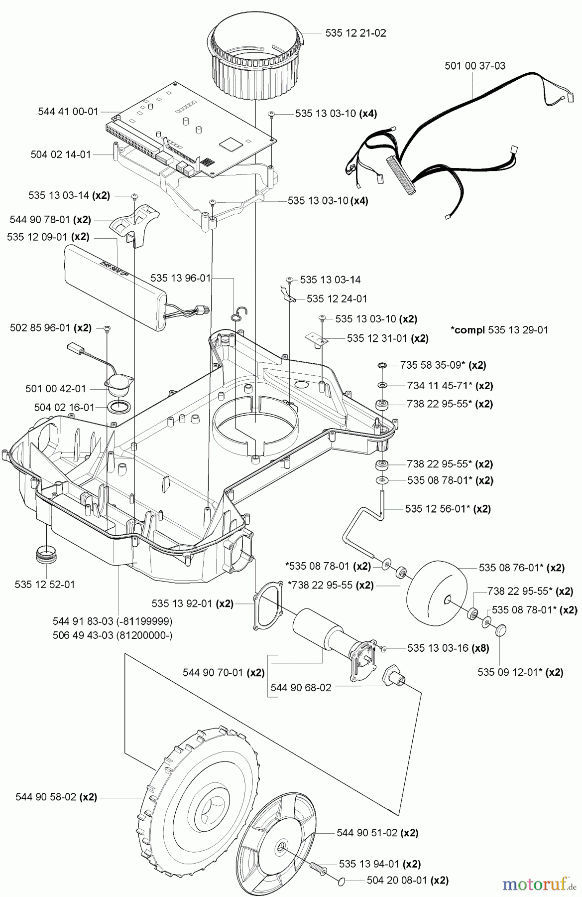 Husqvarna Automower, Mähroboter 230 ACX - Husqvarna Auto Mower (2008-02 to 2009-01) Battery/Lower Chassis/Wheels