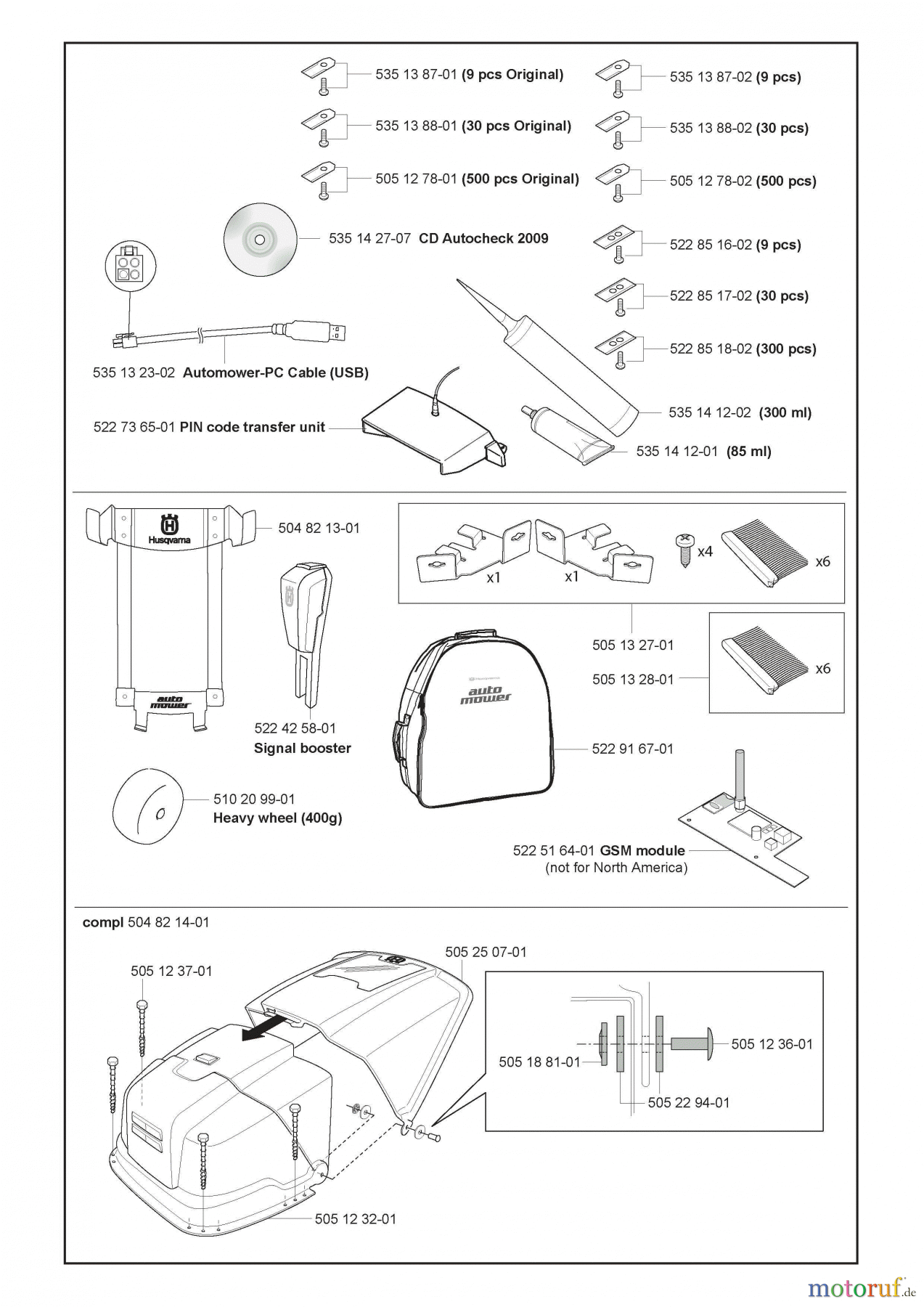 Husqvarna Automower, Mähroboter 230 ACX - Husqvarna Auto Mower (2010-01 & After) Accessories