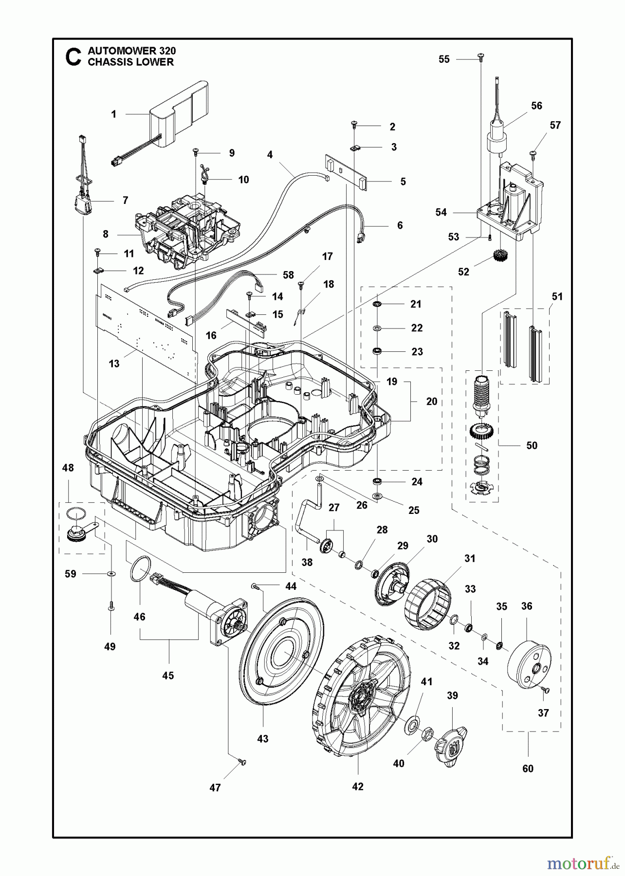 Husqvarna Automower, Mähroboter 320 - Husqvarna Auto Mower (2013-03 & After) CHASSIS LOWER