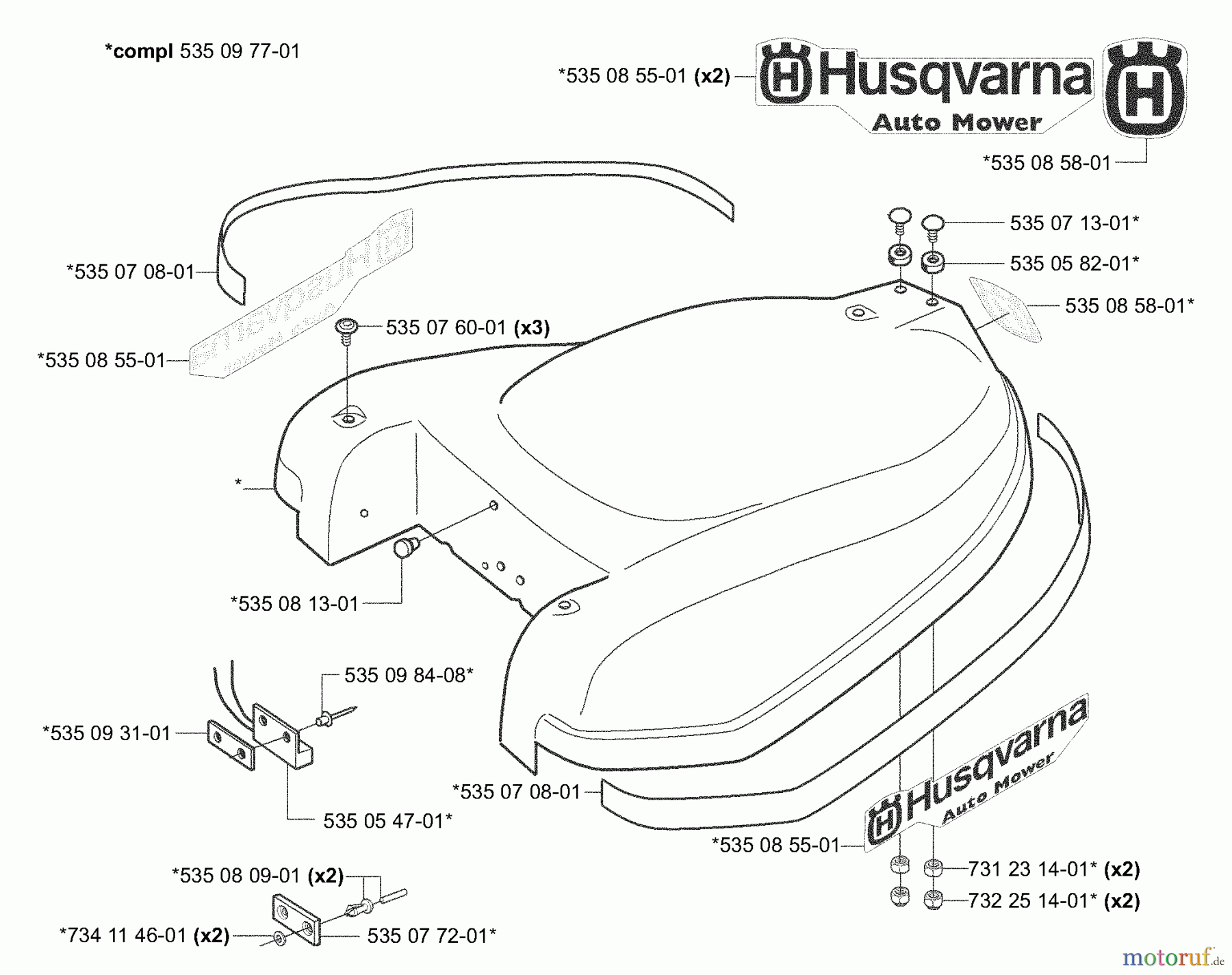 Husqvarna Automower, Mähroboter 953532201 - Husqvarna Auto Mower (2003-04 & After) Body Assembly