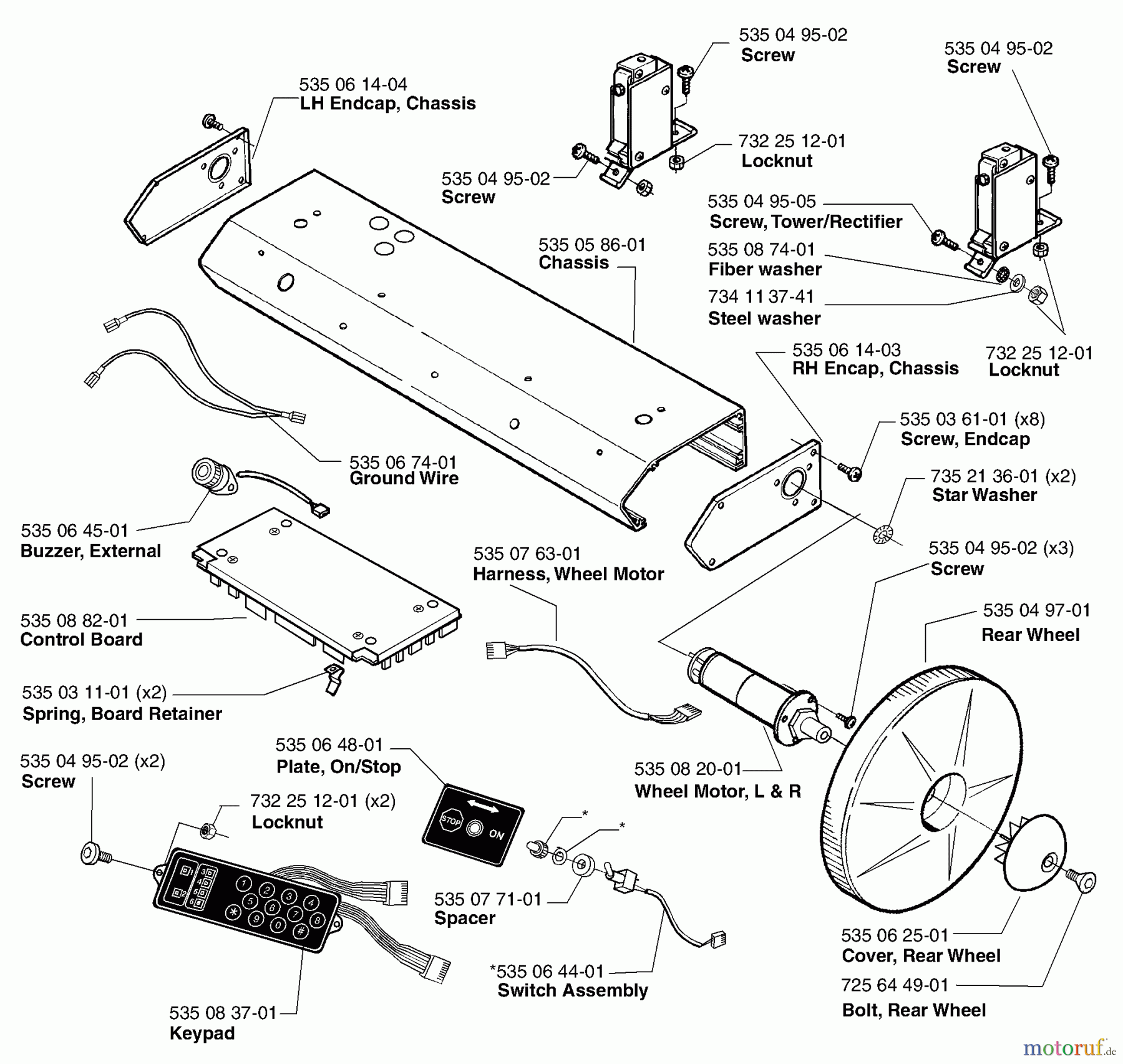 Husqvarna Automower, Mähroboter Husqvarna Auto Mower (2000-02 to 2000-09) Ground Drive / Control Panel Assembly