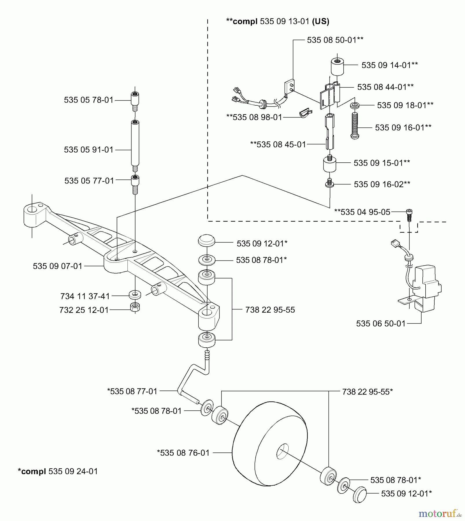 Husqvarna Automower, Mähroboter Husqvarna Auto Mower (2001-01 to 2002-01) Front Wheel/Axle/Lift Sensor Assy.