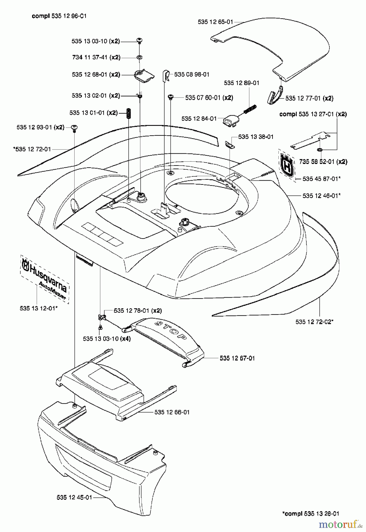 Husqvarna Automower, Mähroboter Husqvarna Auto Mower (Generation 2) (2003-08 to 2005-12) Body Assembly