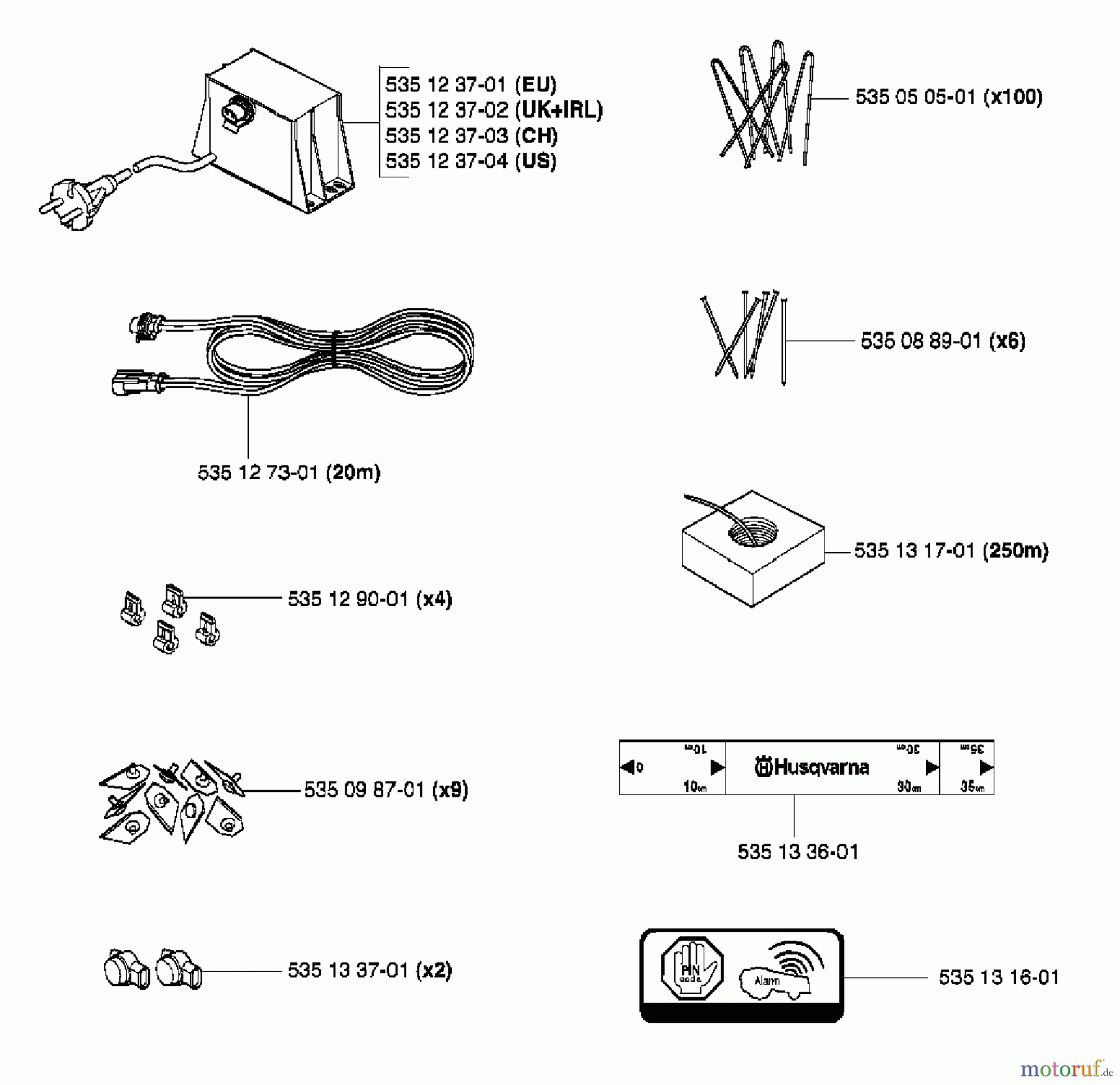 Husqvarna Automower, Mähroboter Husqvarna Auto Mower (Generation 2) (2003-08 to 2005-12) Installation Components