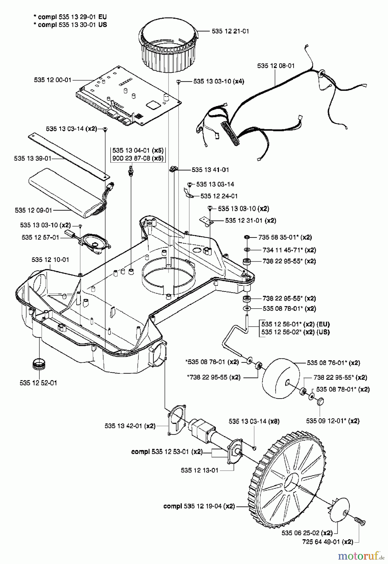 Husqvarna Automower, Mähroboter Husqvarna Auto Mower (Generation 2) (2003-08 to 2005-12) Lower Chassis/Wheels