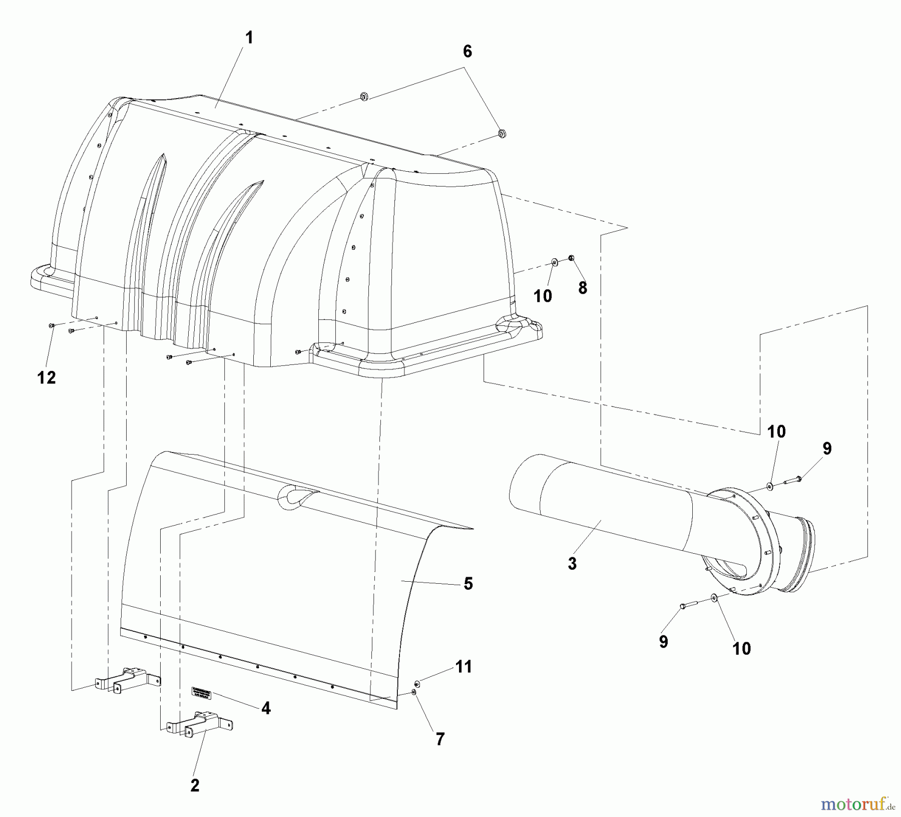 Husqvarna Zubehör, Rasenmäher / Mäher 539113706 - Husqvarna Dump From Seat Grass Collection System (2006-09 & After) Hood Assembly