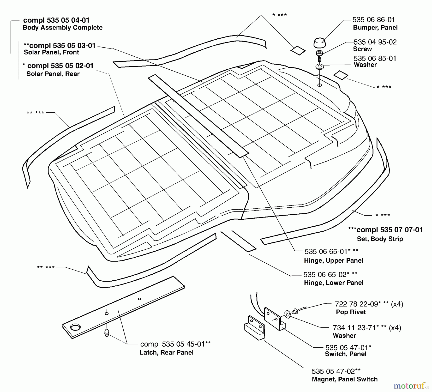 Husqvarna Automower, Mähroboter Husqvarna Solar Auto Mower (2000-02 to 2000-12) Body Assembly