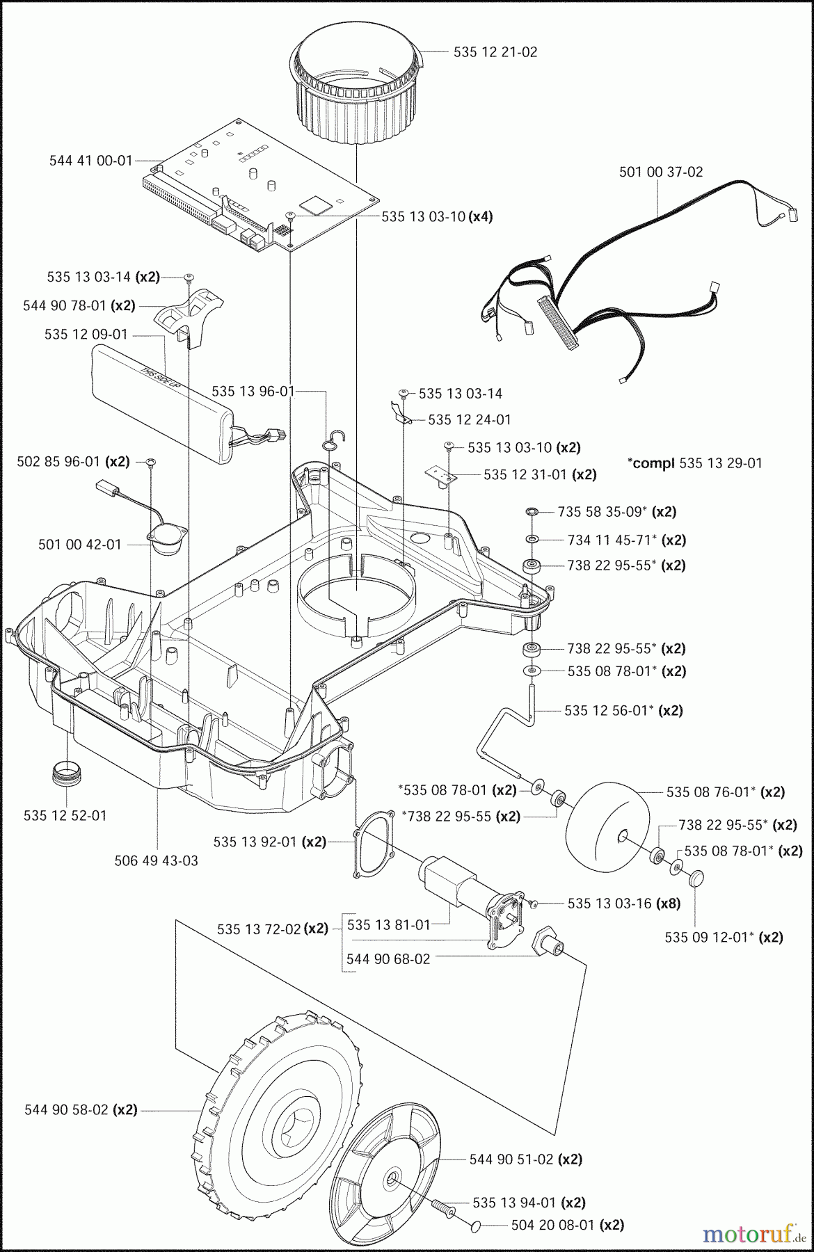 Husqvarna Automower, Mähroboter Husqvarna Solar Auto Mower Hybrid (2008-05 to 2009-10) Chassis/Lower/Wheels/Tires