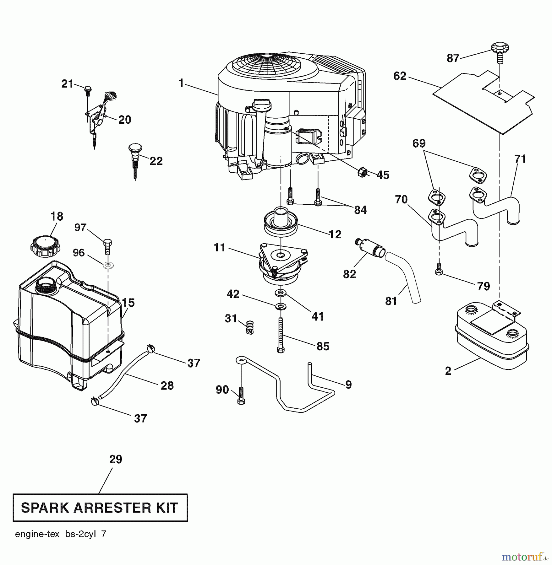Husqvarna Rasen und Garten Traktoren 2042LS (96043004800) - Husqvarna Lawn Tractor (2007-12 & After) (California) Engine