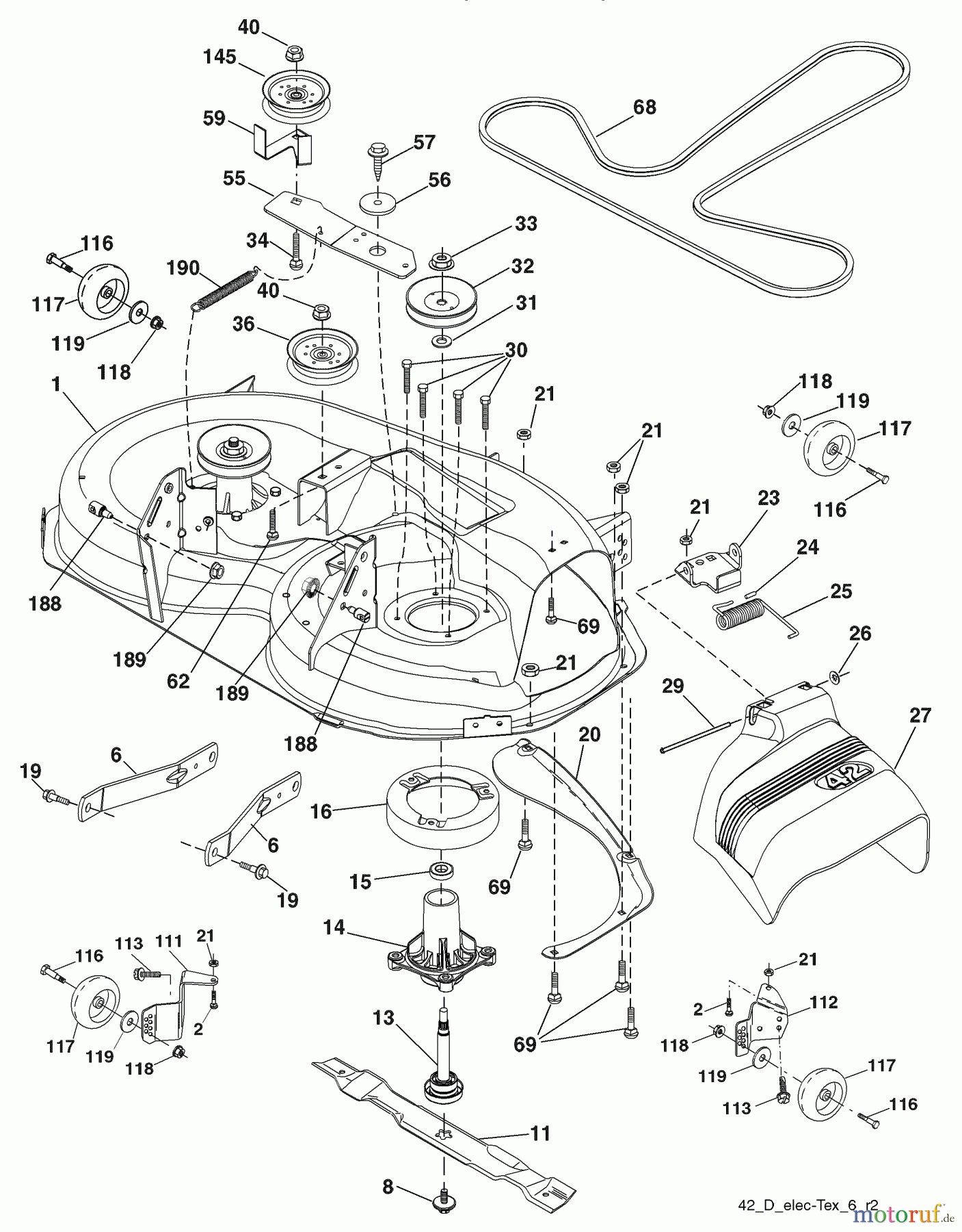 Husqvarna Rasen und Garten Traktoren 2042LS (96043004800) - Husqvarna Lawn Tractor (2007-12 & After) (California) Mower Deck
