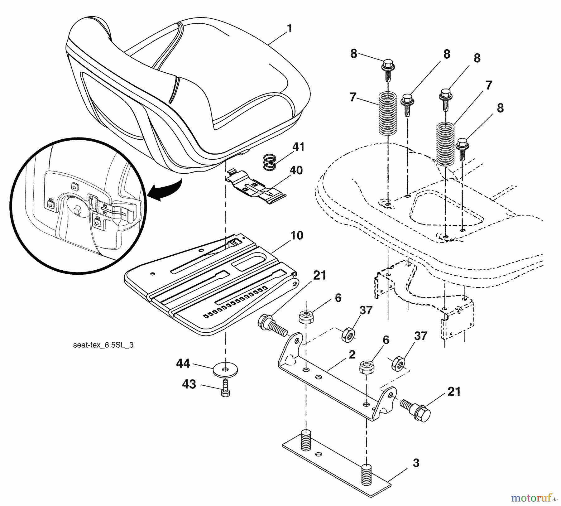 Husqvarna Rasen und Garten Traktoren 2042LS (96043006200) - Husqvarna Lawn Tractor (2008-11 & After) Seat Assembly