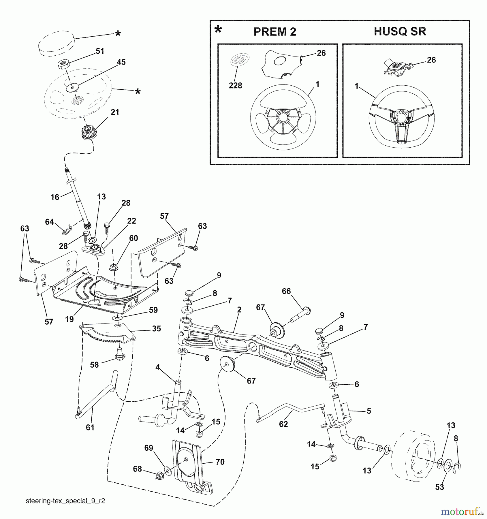 Husqvarna Rasen und Garten Traktoren 2042LS (96043007500) - Husqvarna Lawn Tractor (2008-11 & After) Steering Assembly