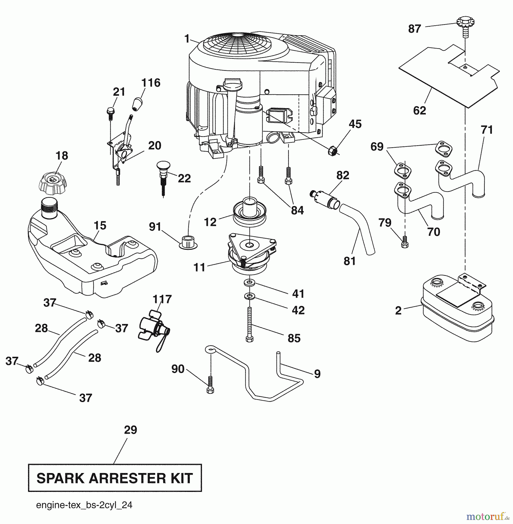 Husqvarna Rasen und Garten Traktoren 2146XLS (96043006700) - Husqvarna Lawn Tractor (2008-12 & After) Engine