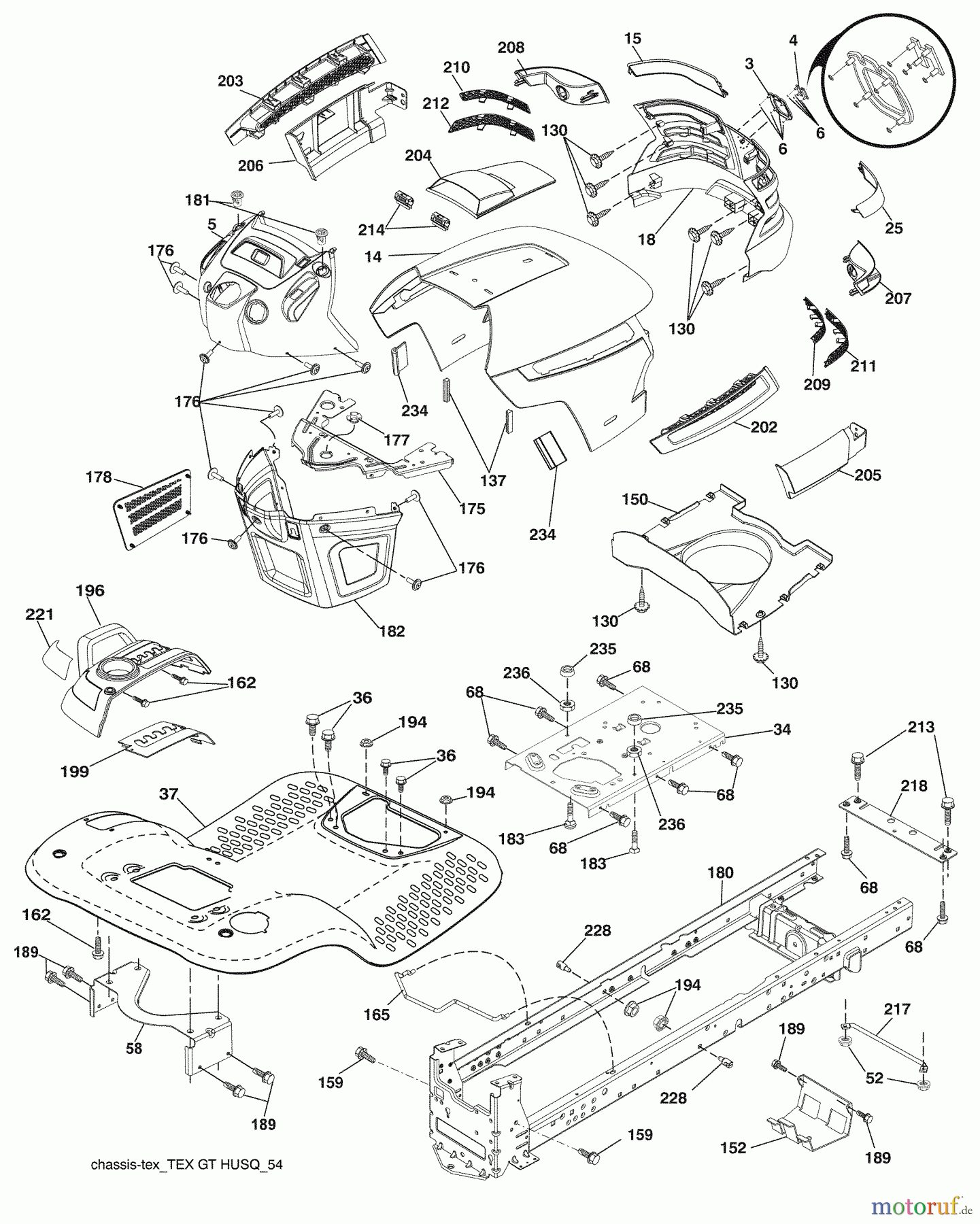 Husqvarna Rasen und Garten Traktoren 2146XLS (96043007900) - Husqvarna Lawn Tractor (2008-12 & After) Chassis
