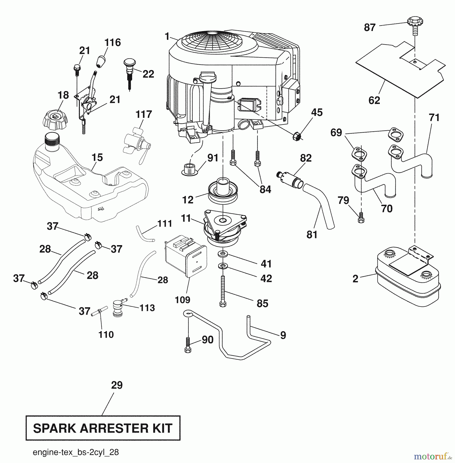 Husqvarna Rasen und Garten Traktoren 2146XLS (96043007900) - Husqvarna Lawn Tractor (2008-12 & After) Engine