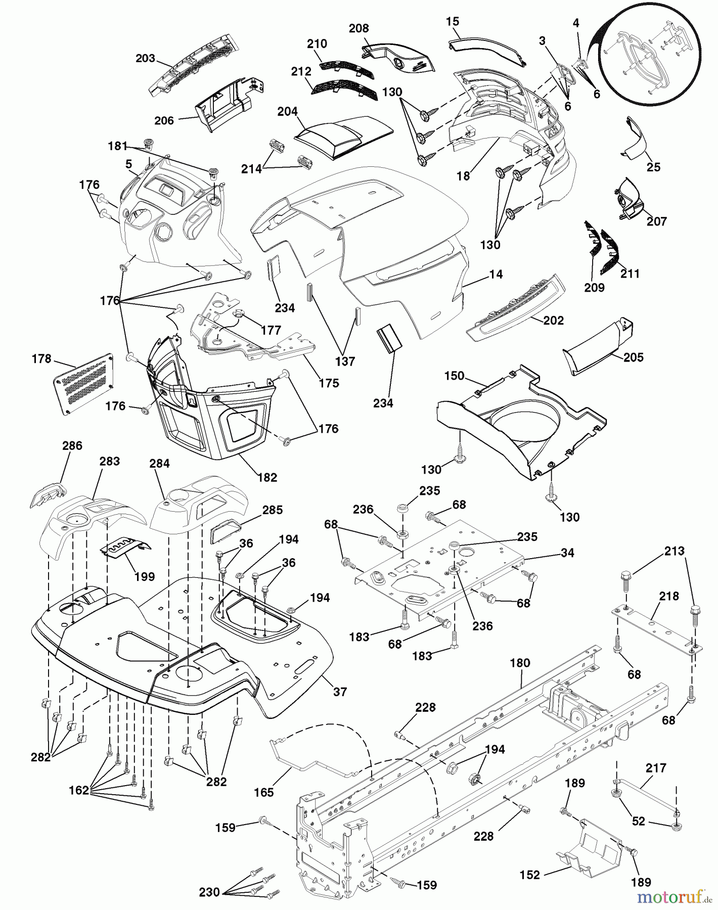 Husqvarna Rasen und Garten Traktoren 2246LS (96043004300) - Husqvarna Lawn Tractor (2008-01 & After) Chassis
