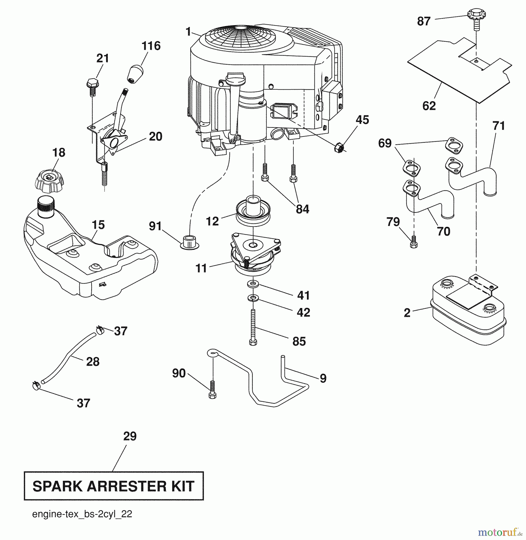 Husqvarna Rasen und Garten Traktoren 2246LS (96043006300) - Husqvarna Lawn Tractor (2008-11 & After) Engine / Fuel Tank