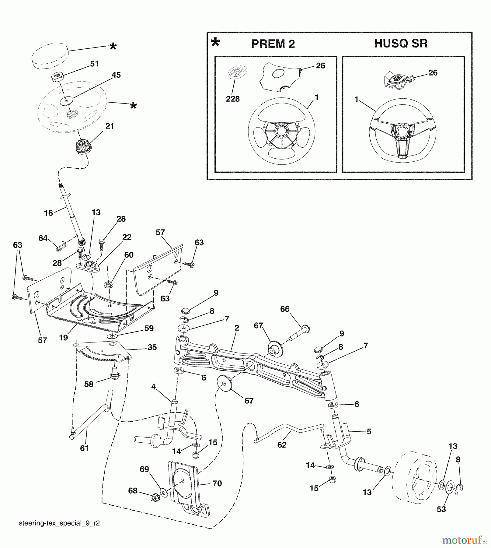 Husqvarna Rasen und Garten Traktoren 2246LS (96043006300) - Husqvarna Lawn Tractor (2008-11 & After) Steering Assembly